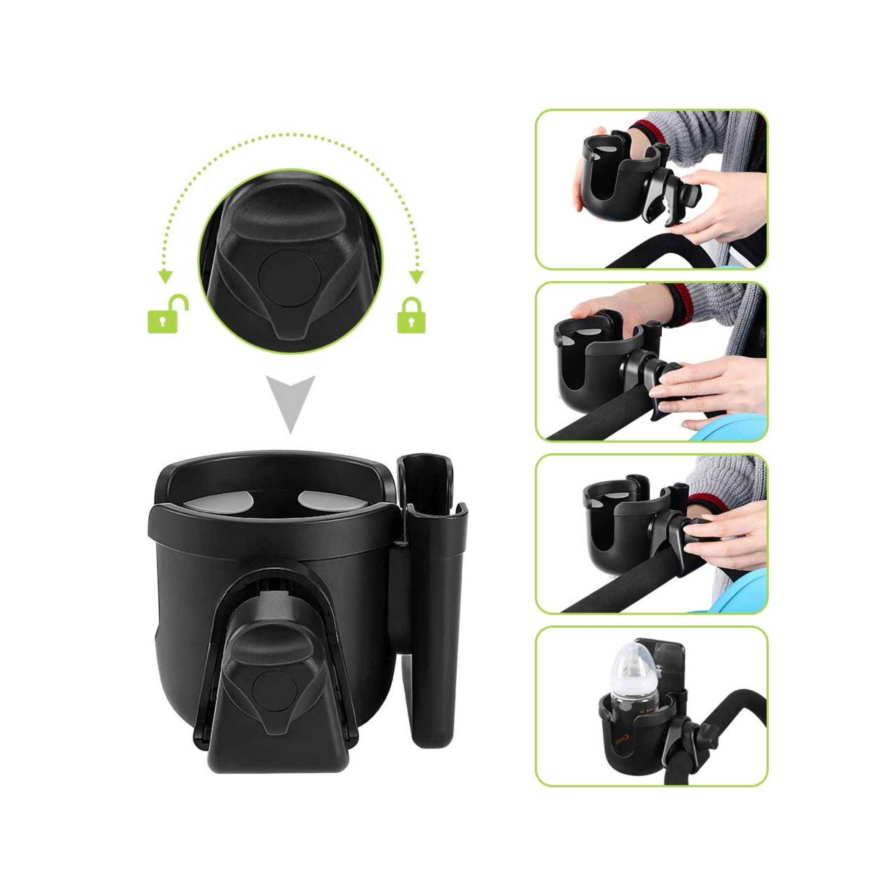 Stroller Cup Holder with Phone Holder 2