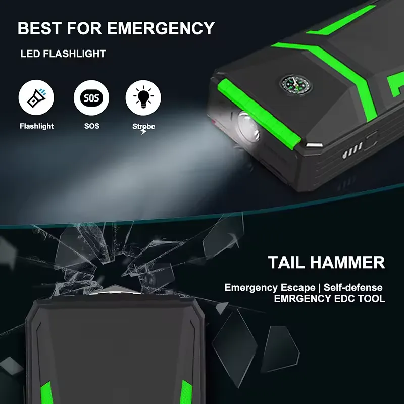 Emergency Car Jump Starter with Hummer,Compass & LED Light 3