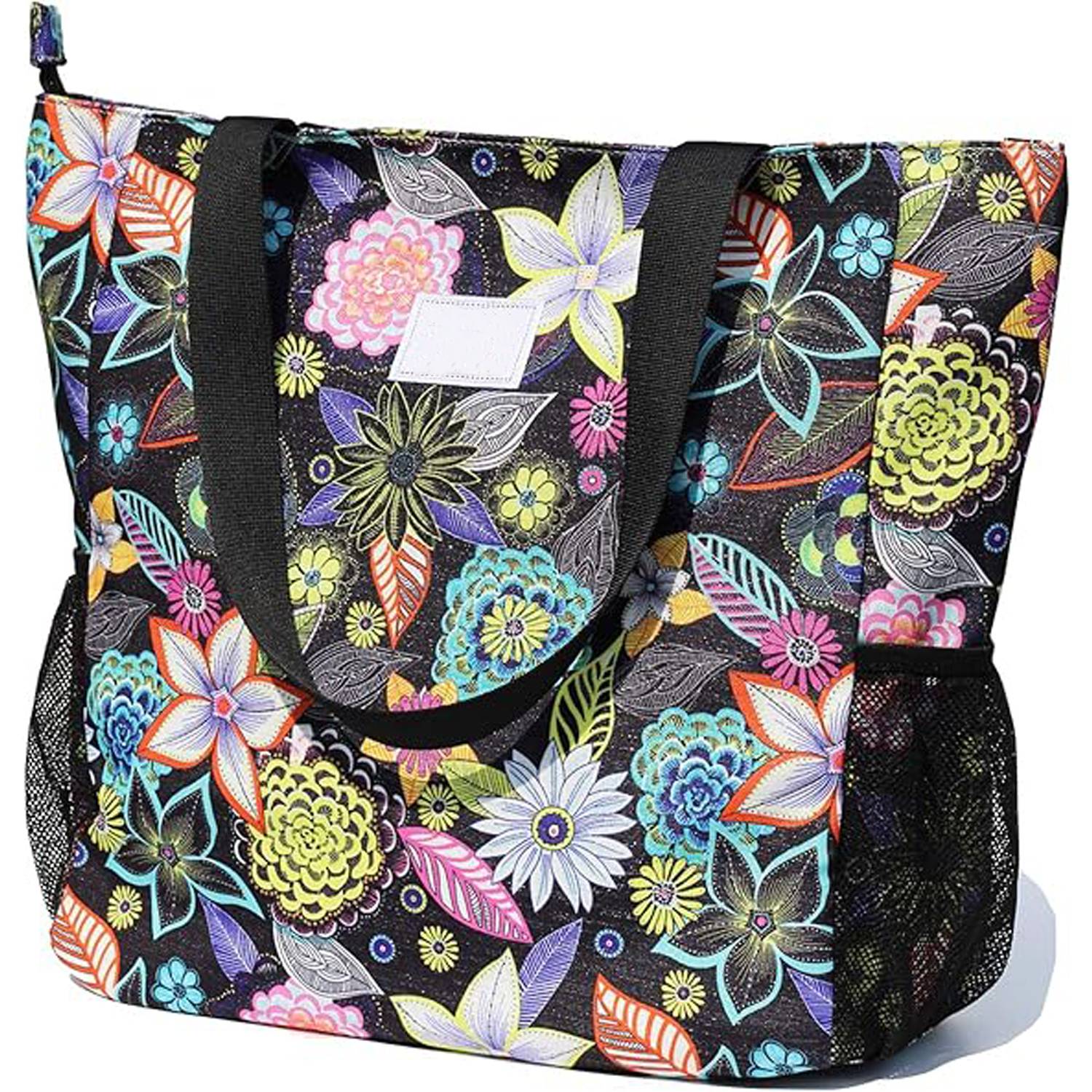 20L Waterproof Oxford Floral Tote Bag w/ Pockets for Travel 11