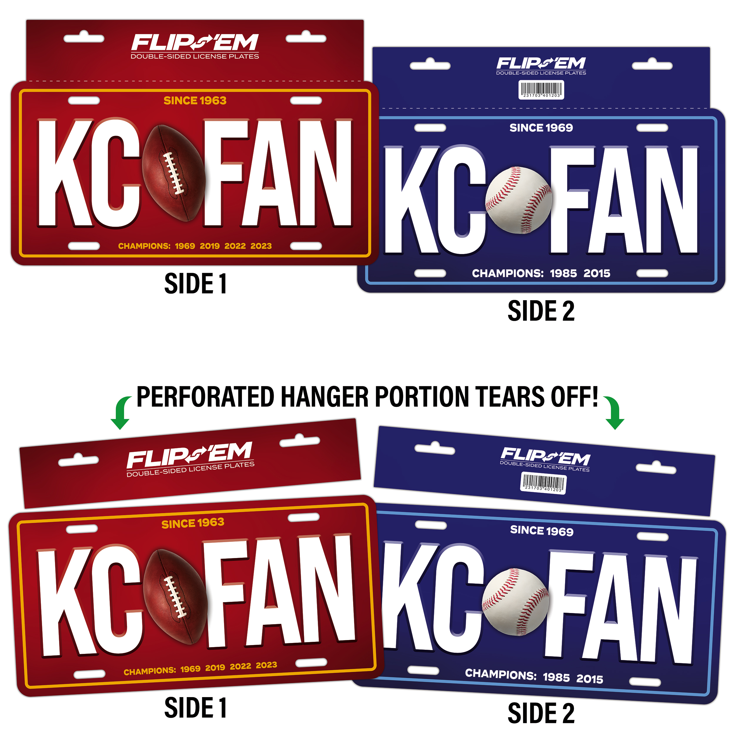 12" x 6" Flip 'Em Double-Sided Tear-Off License Plate with Hanger (12" x 8") 3