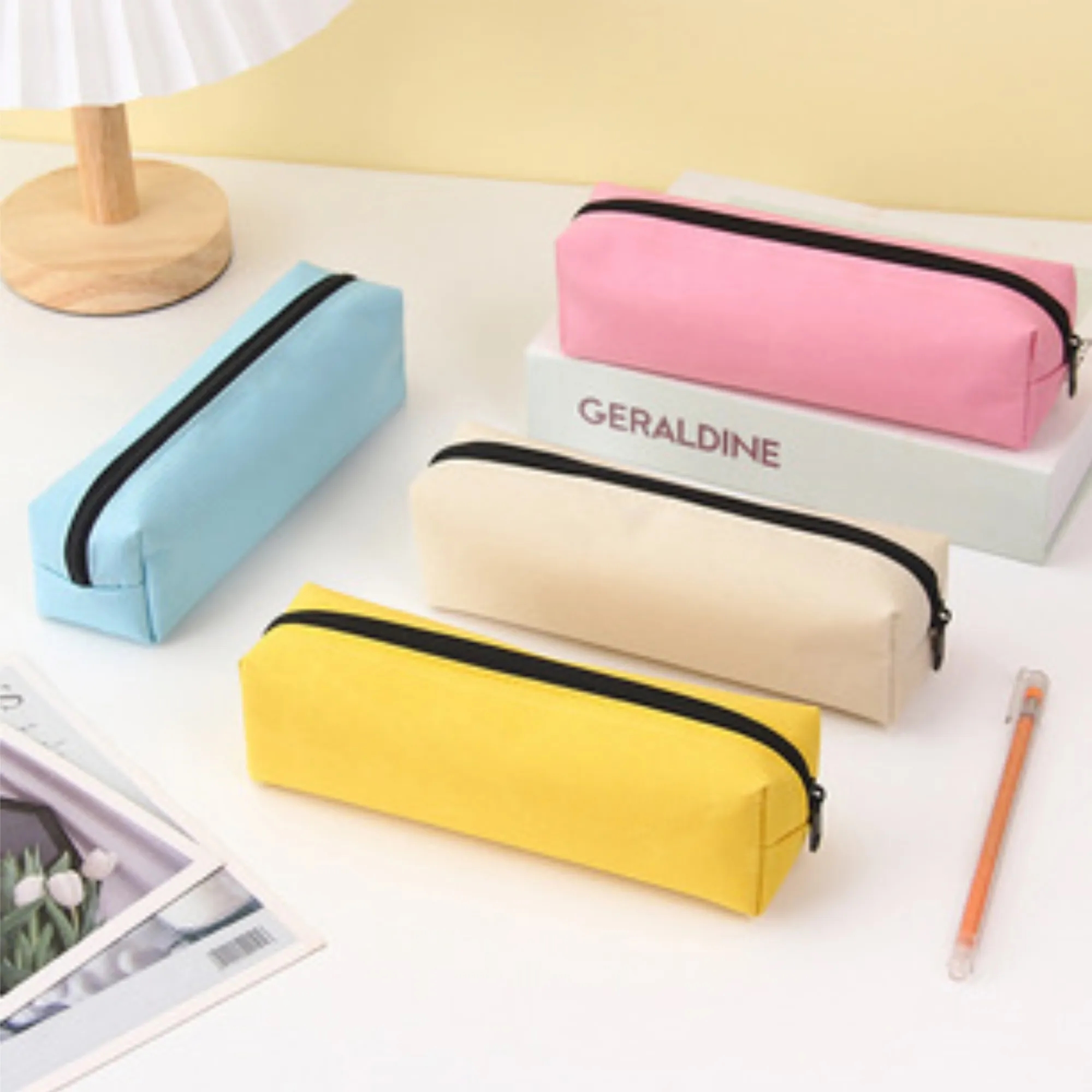 Solid Color Multipurpose Oxford Zipper Pencil Pouch Pen Case 5