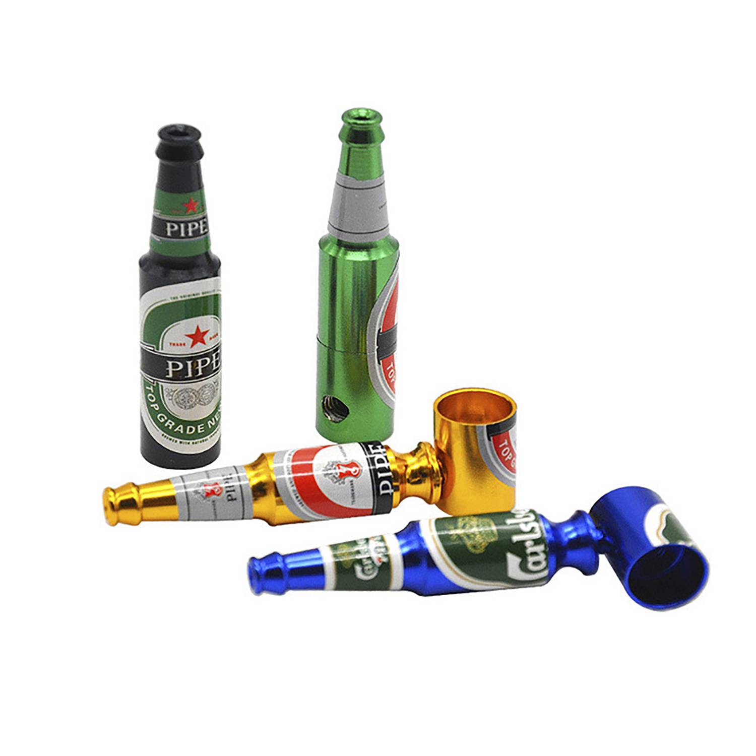 Creative Beer Bottle Design Aluminum Smoking Pipe 2