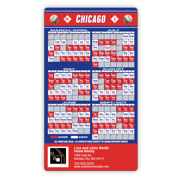 Magnet Sport Schedules - 4x7 Baseball Round Corners - 25 mil. 3