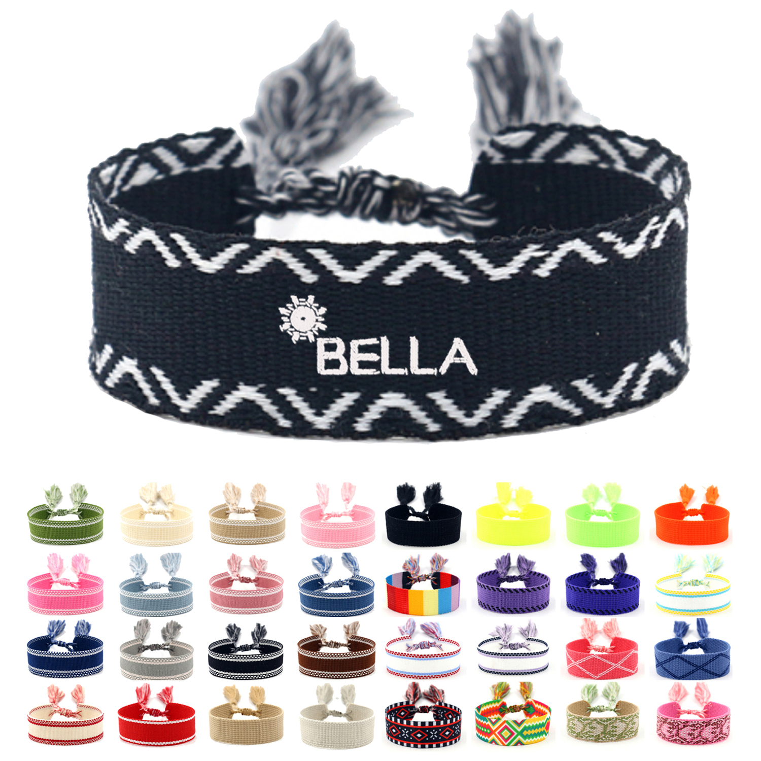 Hand woven embroidered ribbon bracelet 13