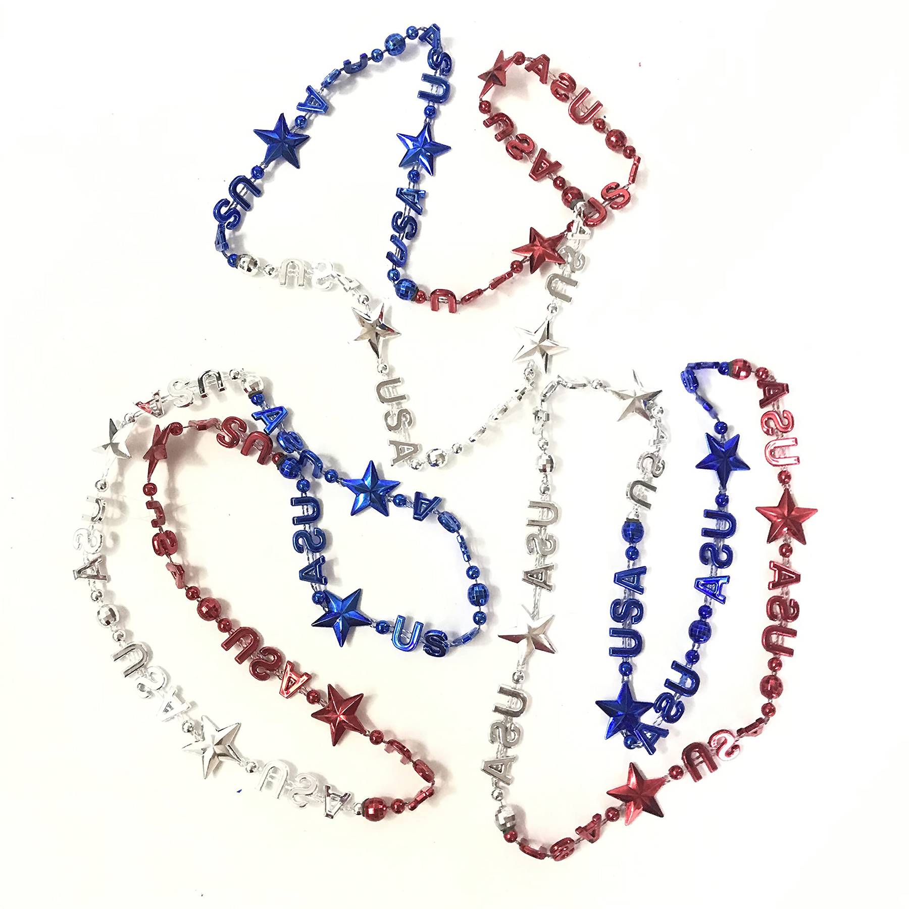 Independence Day USA Pentagram Bead Necklace 3
