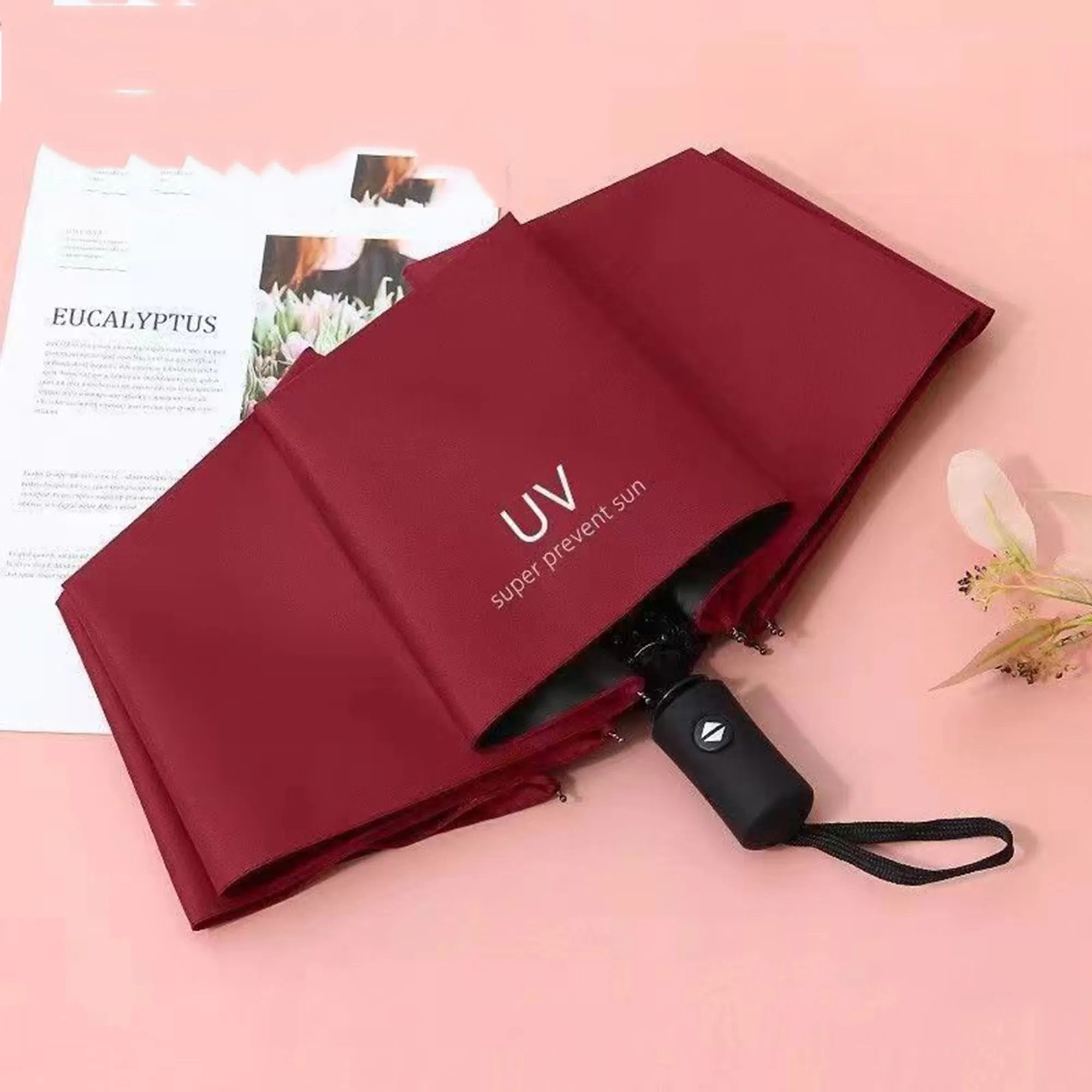 Auto Open UV Umbrella - 8-Rib Sun & Rain Proof 8