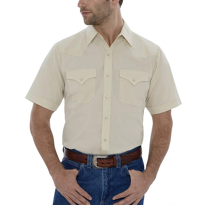ELY Short Sleeve Solid Western Shirt 7