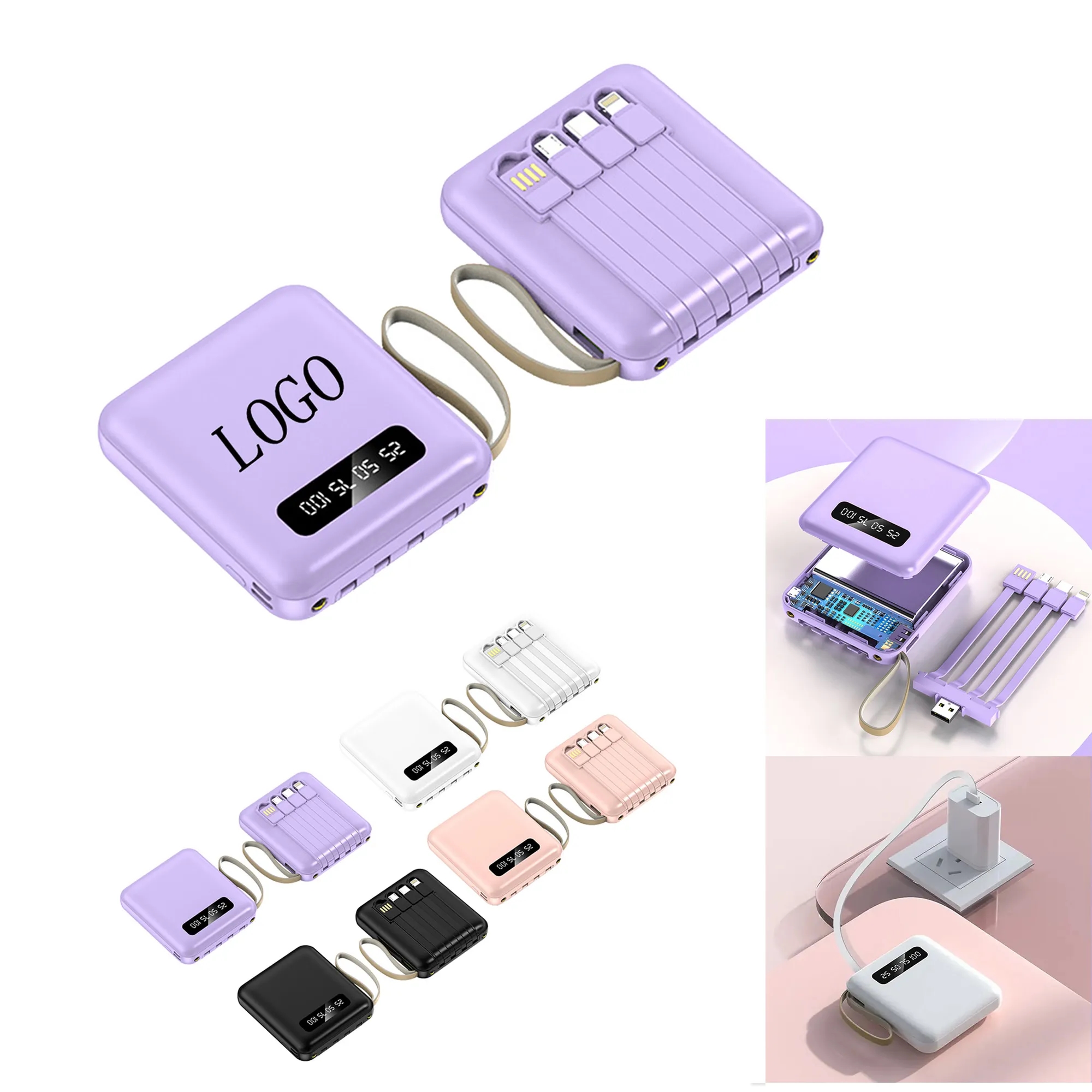 10000mAh Portable Charger with Built-in Cables 5
