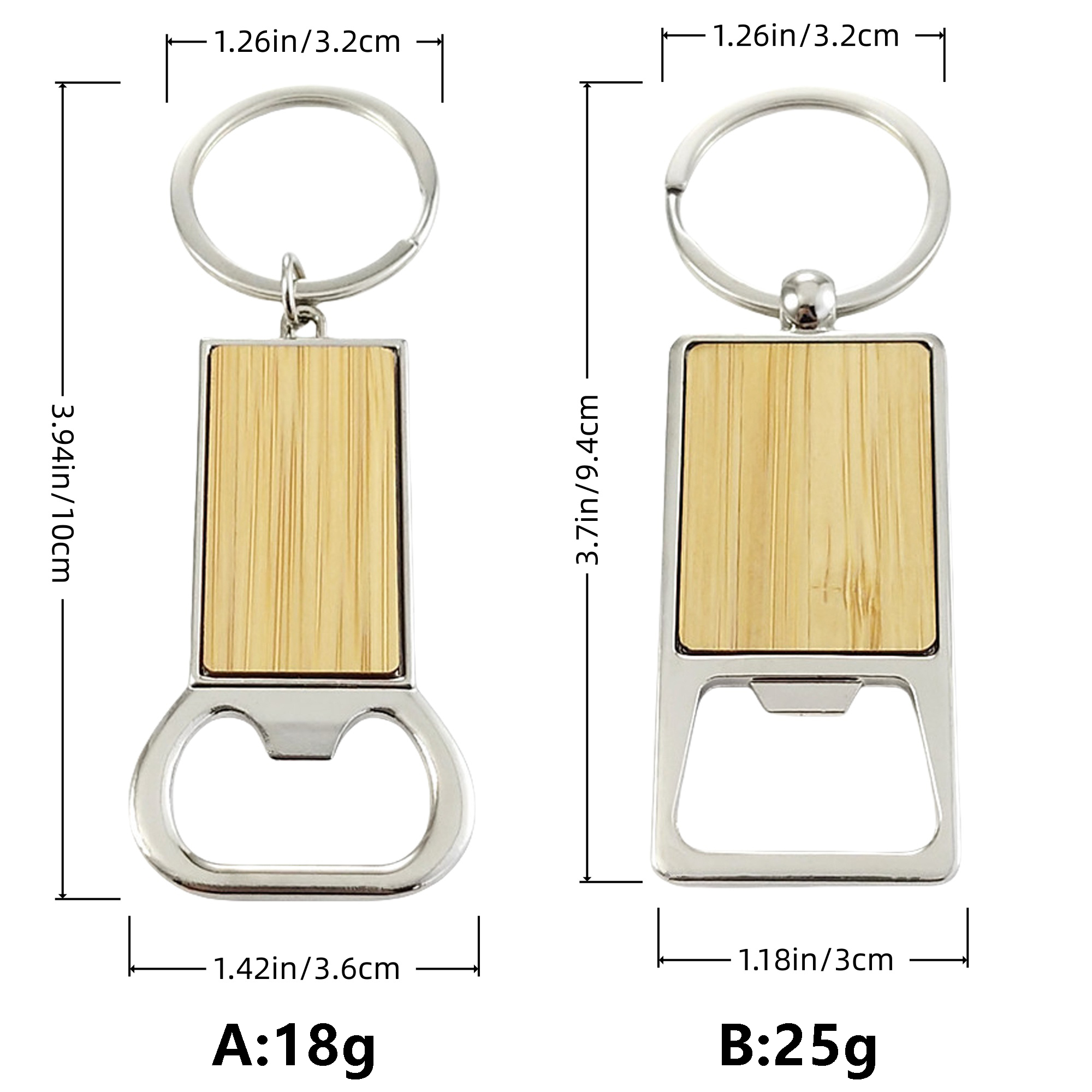 Bamboo Metal Bottle Opener Keychain MOQ50 2