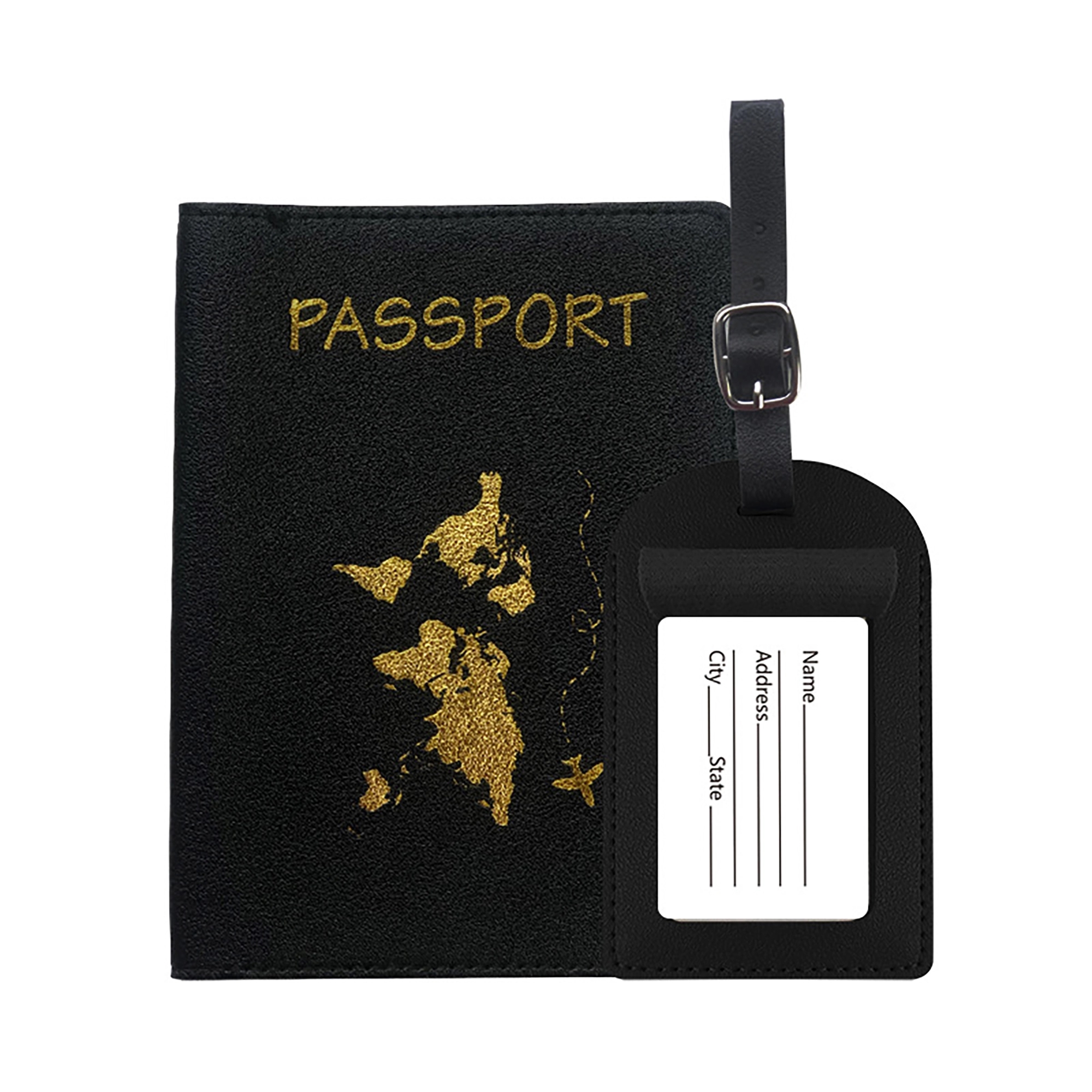 MOQ 100pcs PU Leather Passport Cover Luggage Tag Set 41