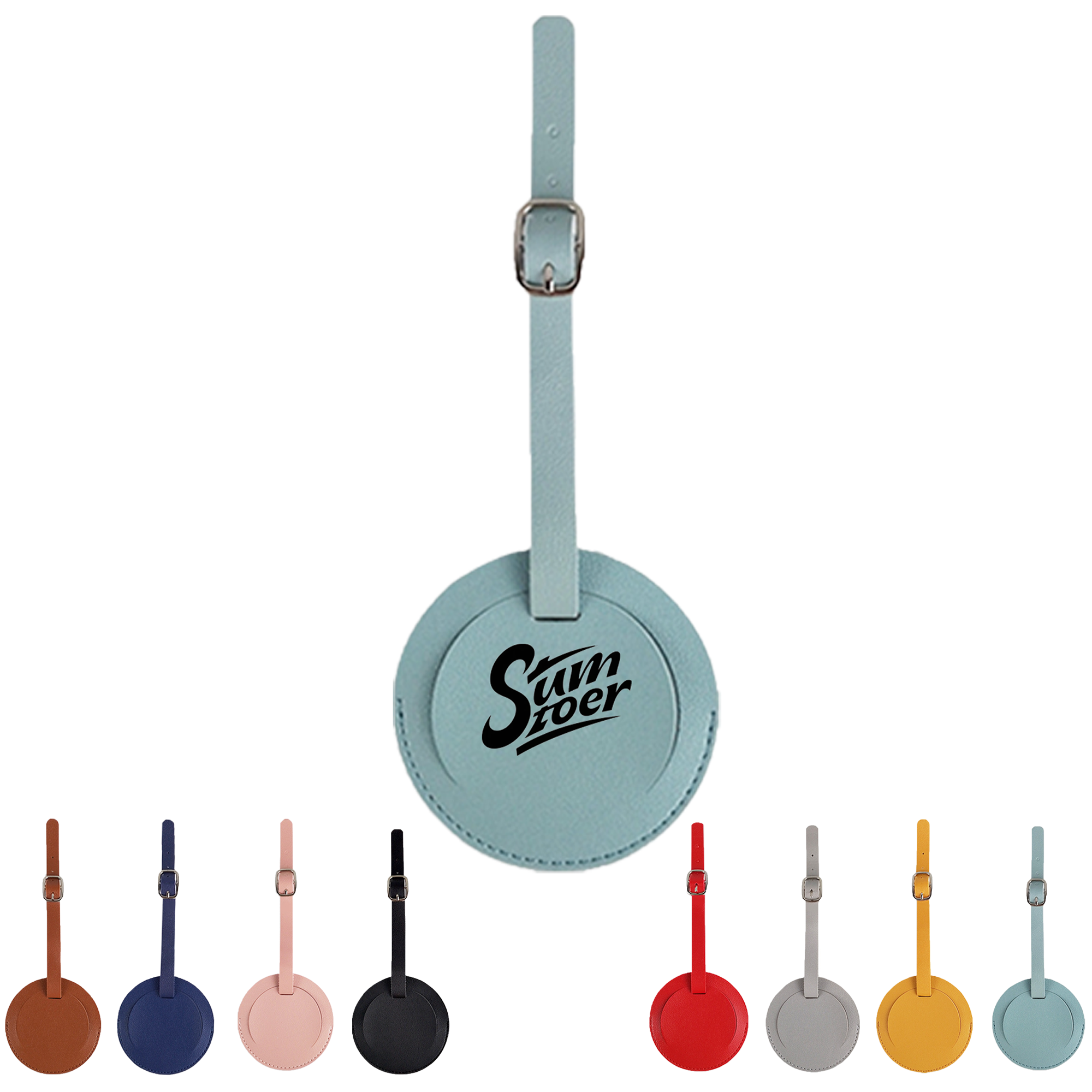 Leather Luggage Tag Round Shape 2