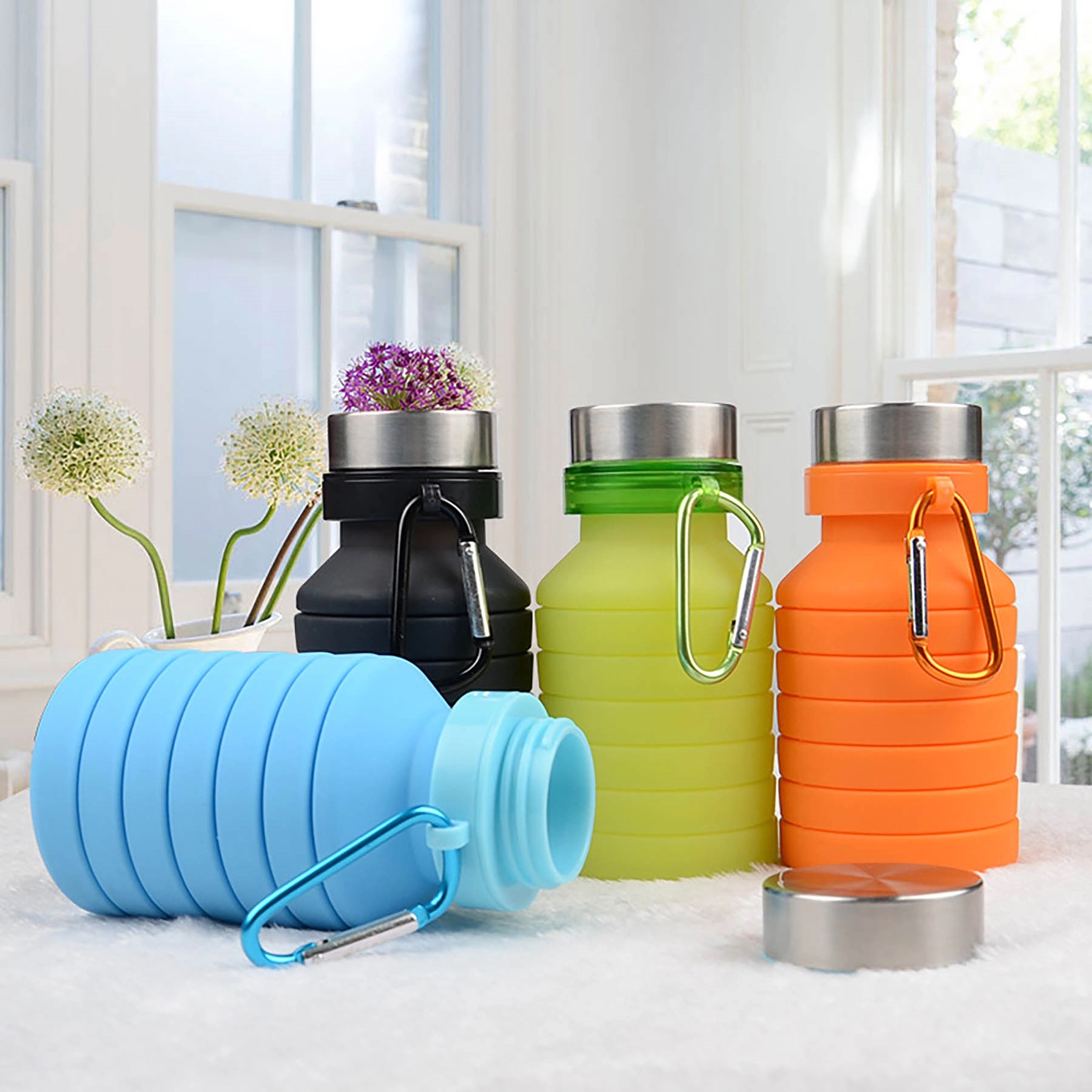 Collapsible Water Bottle BPA Free Sports Travel Portable 5