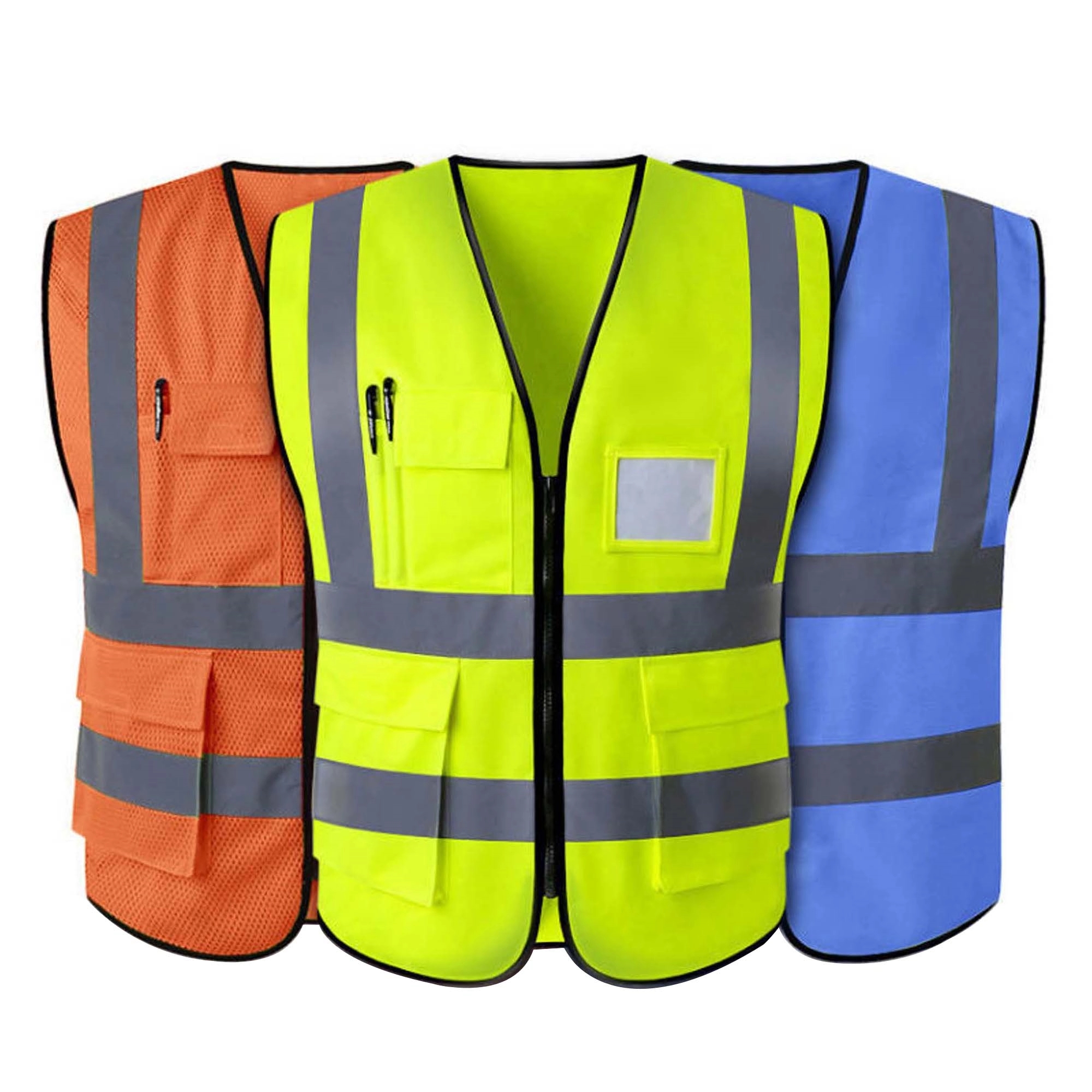 Reflective Safety Vest with Pockets and Zipper Front 2
