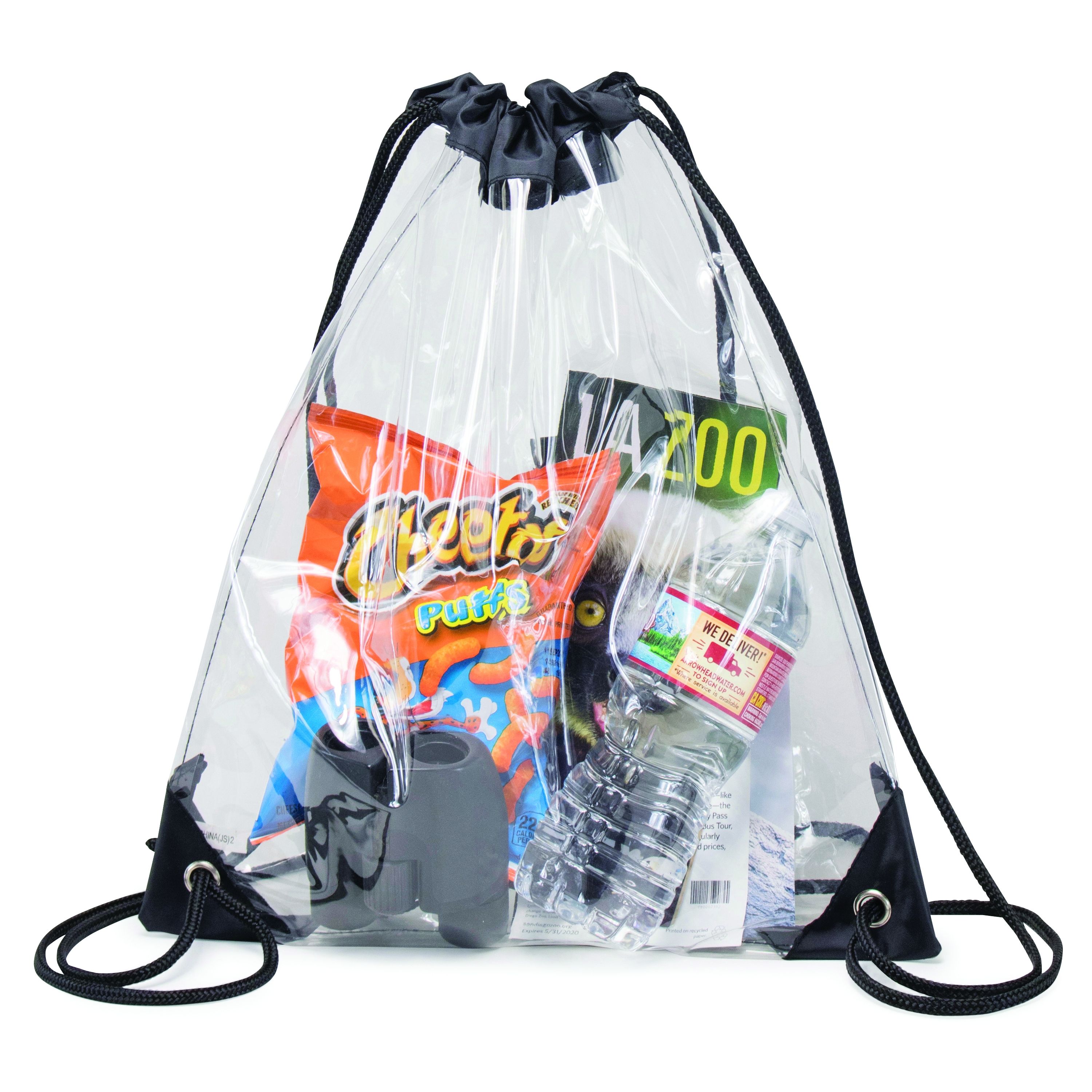 Clear Vinyl Drawstring Bag with Black Trim 3