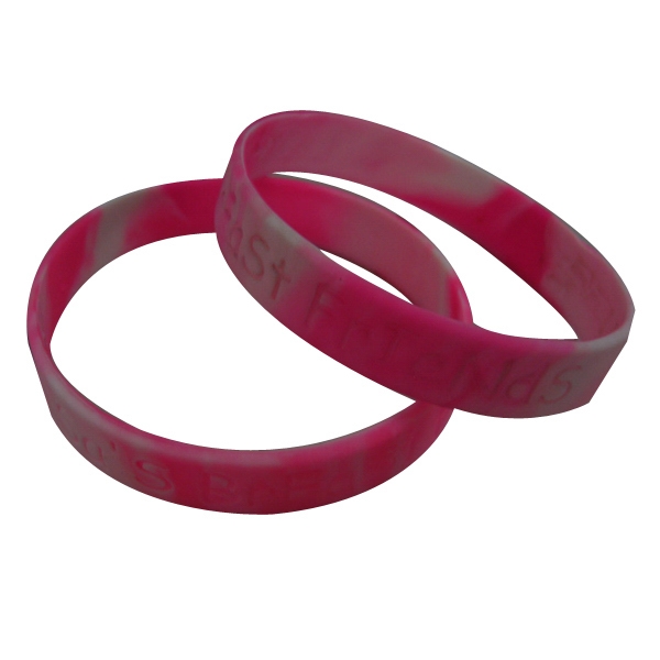 1/2 Inch Breast Cancer Swirl Debossed Wristbands 2