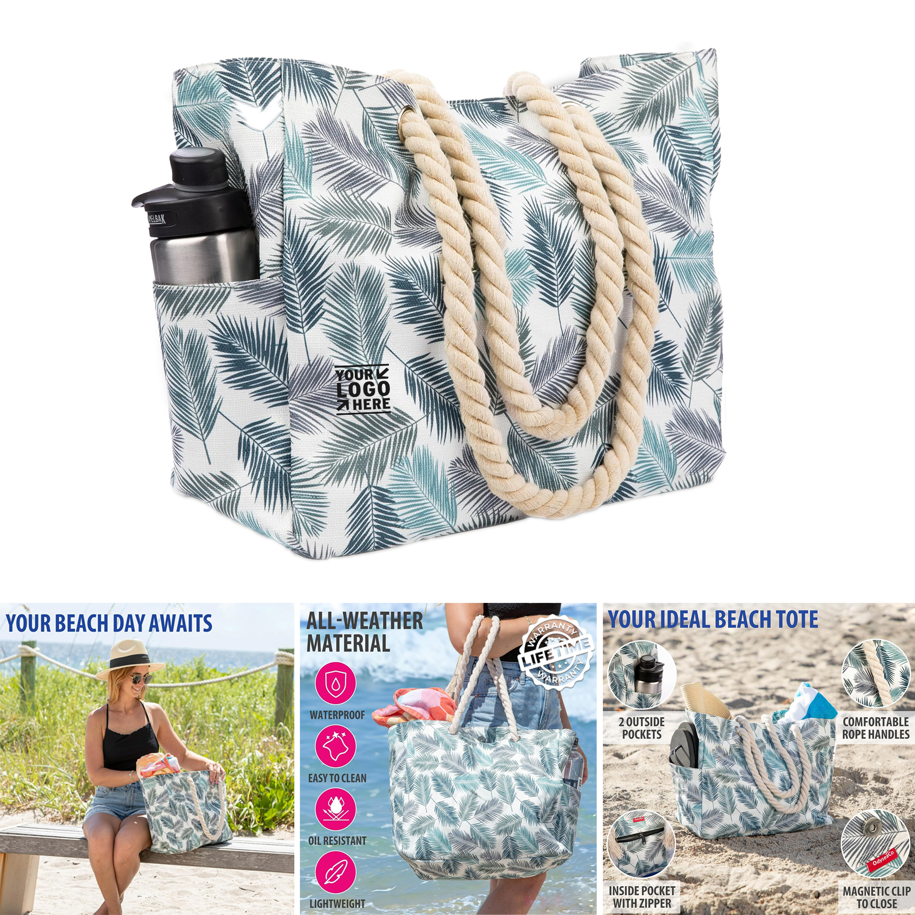 Women Waterproof Vacation Beach Essentials Pool Tote Bag  2