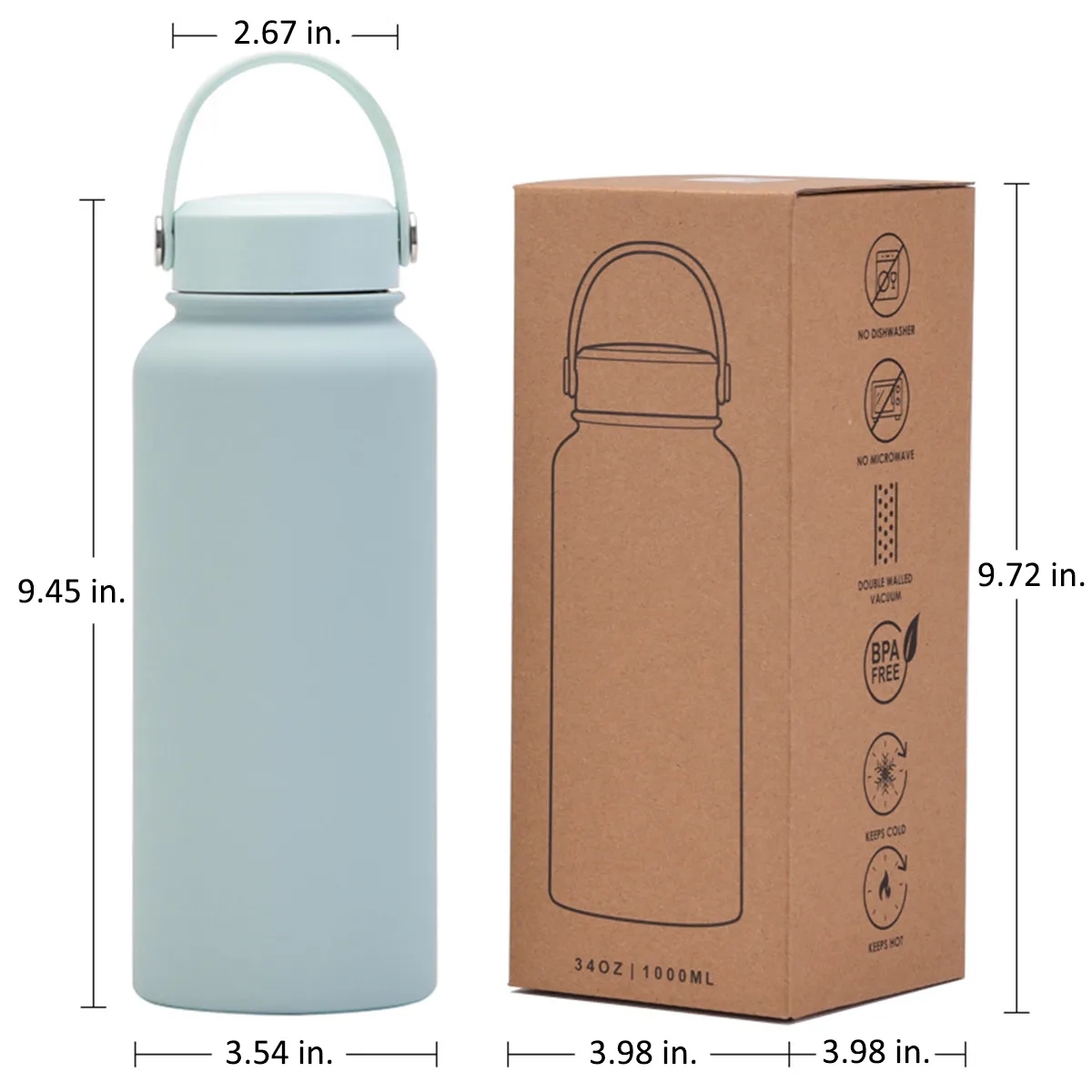 Colorful Insulated Water Bottle, custom water bottle with logo imprint 8