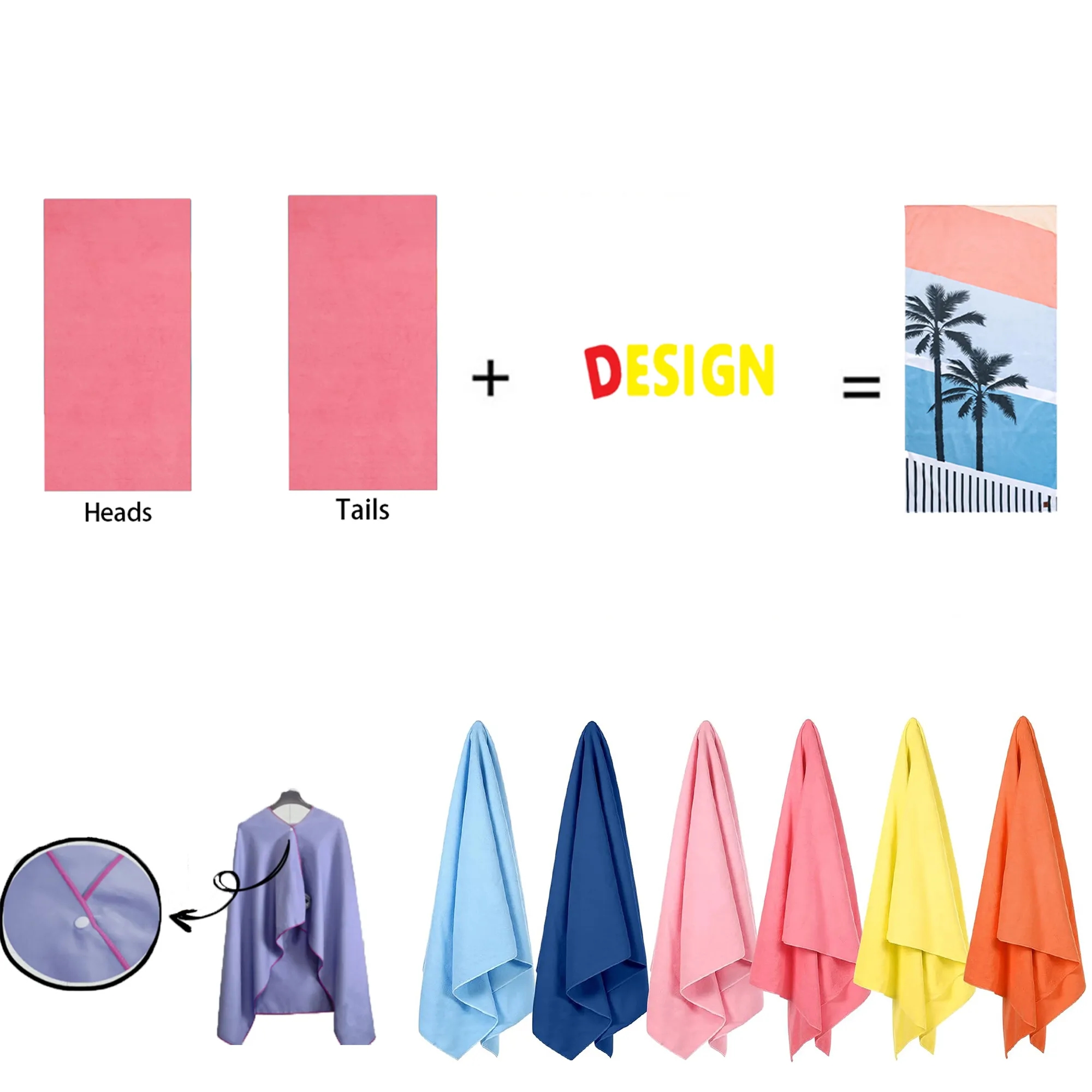 Customizable Full Color Microfiber Quick Drying Beach Towel 1