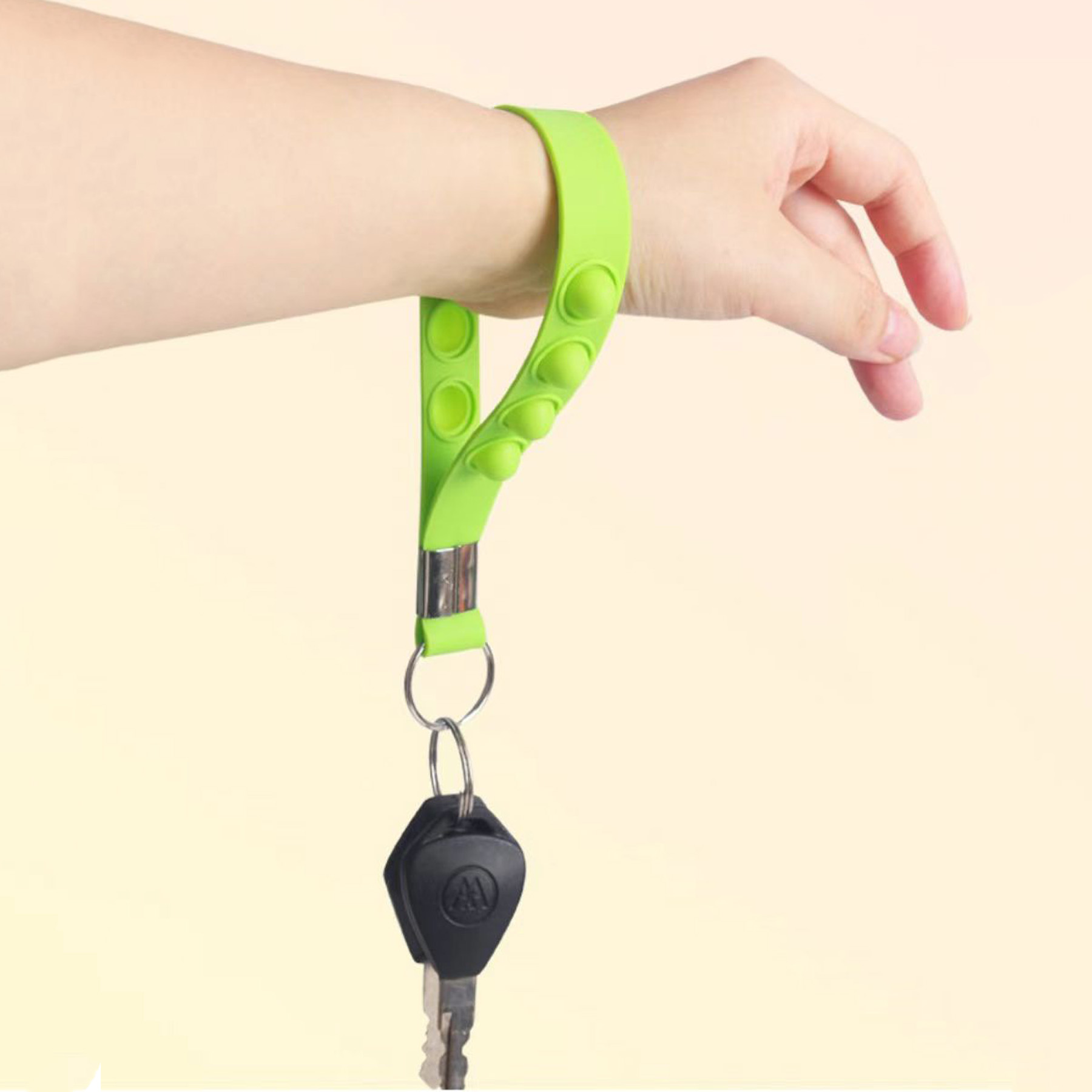 Silicone Pressure Reducing Wristband Keychain 3