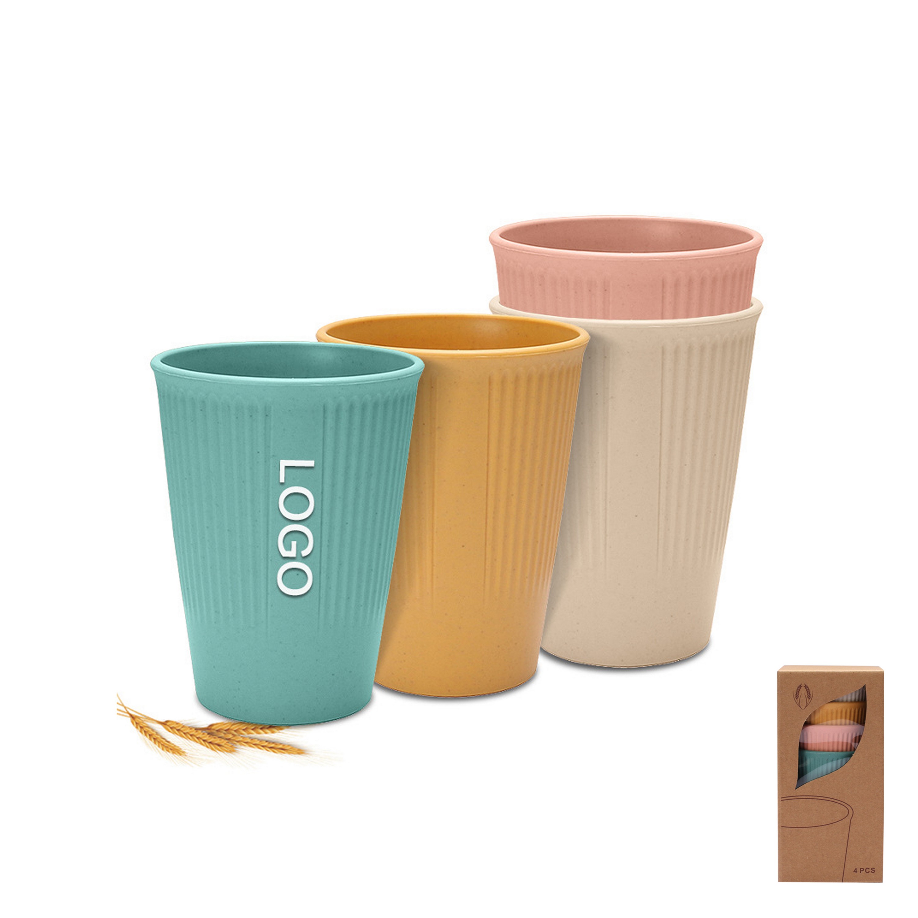 4pcs Eco-Friendly Wheat Straw Cup Set 3