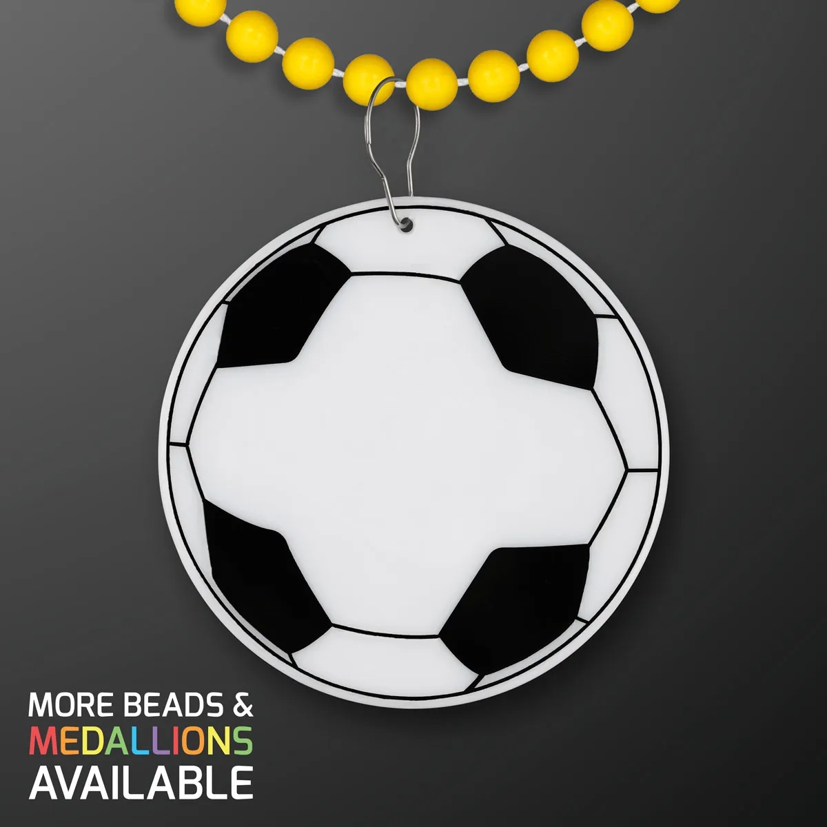 Soccer Ball Medallion with Beaded Necklace (Non Light Up) 23