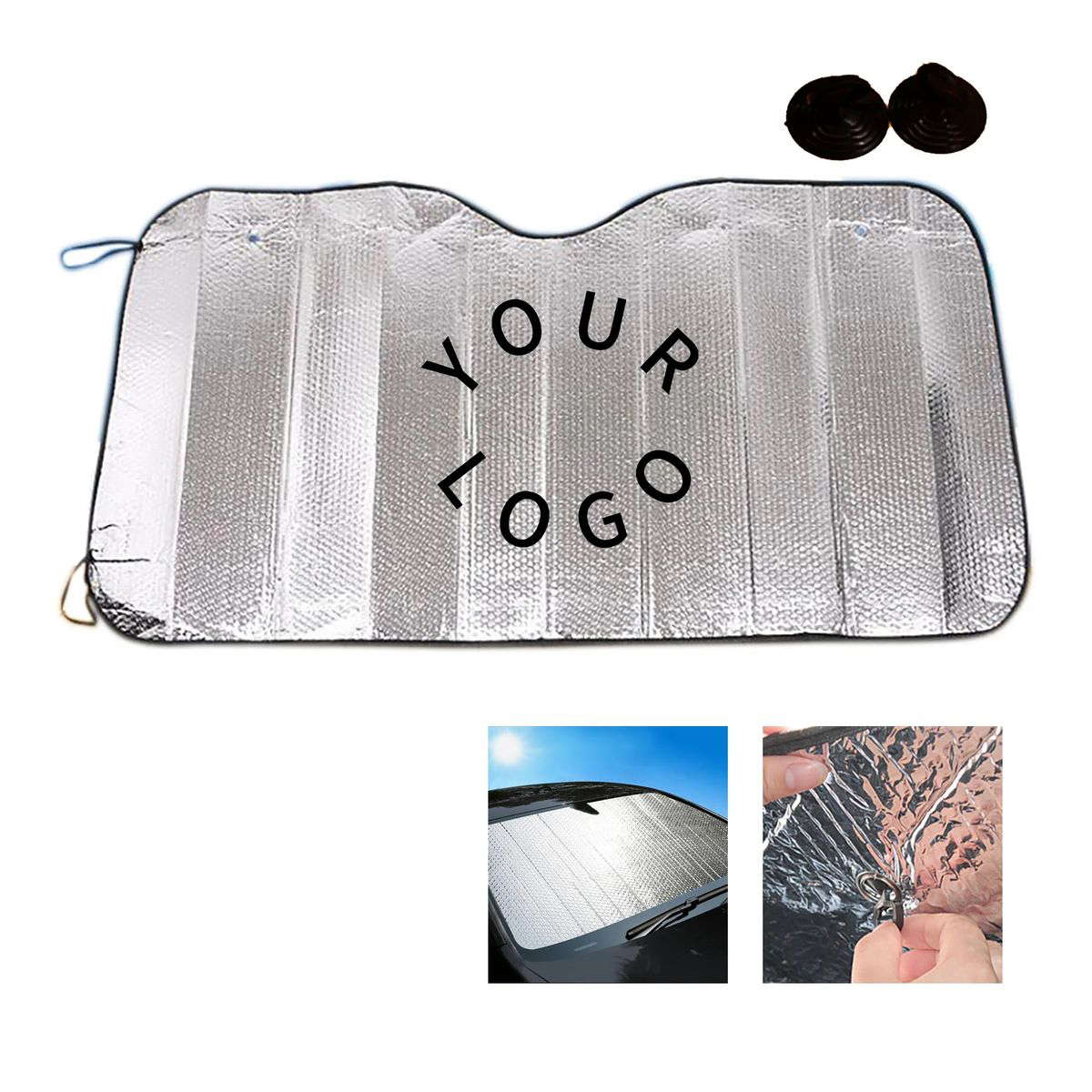Reflective Windshield Sun Shade with Suction Cups 3