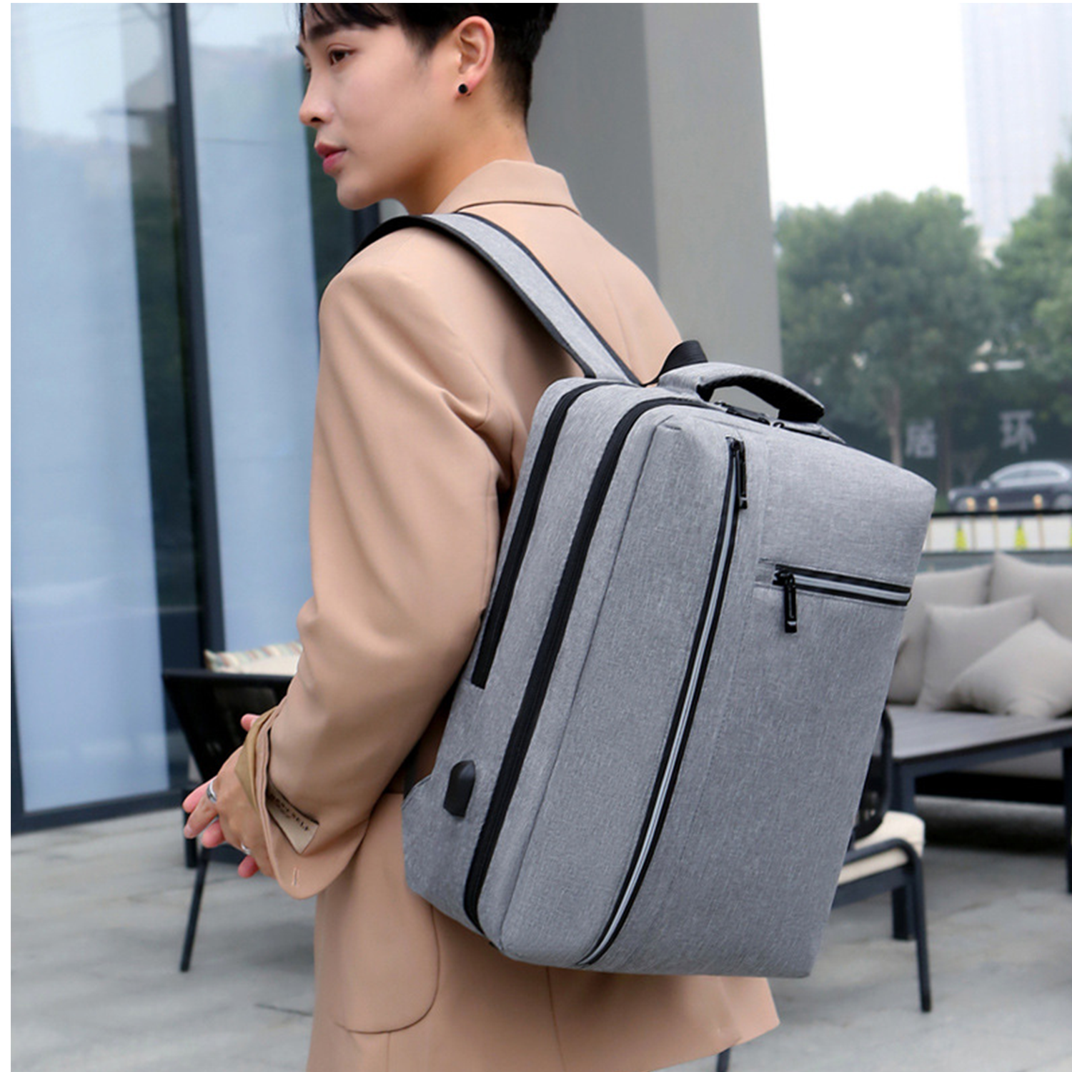 Oxford Laptop Backpack With USB Charging Port 7
