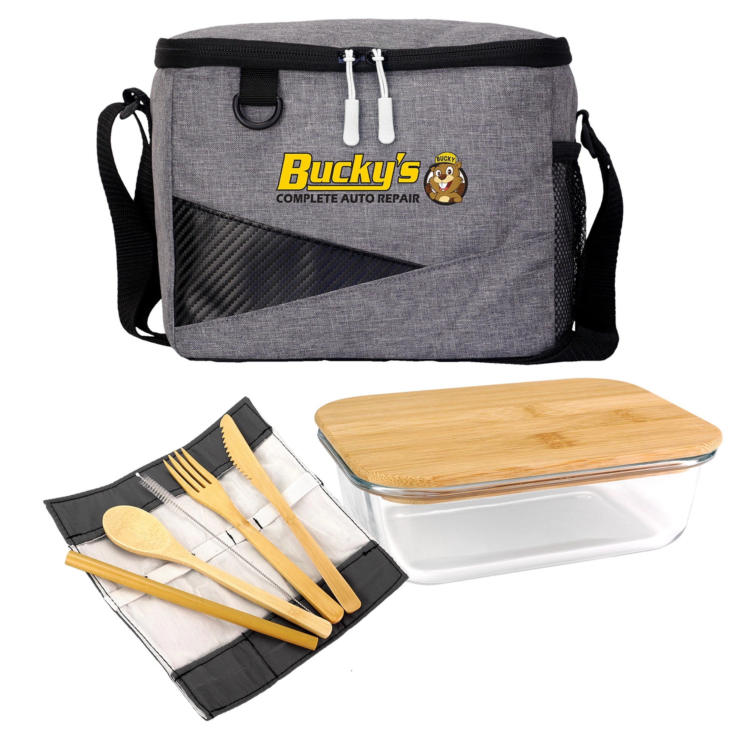 RECYCLED COOLER & BAMBOO SET 12