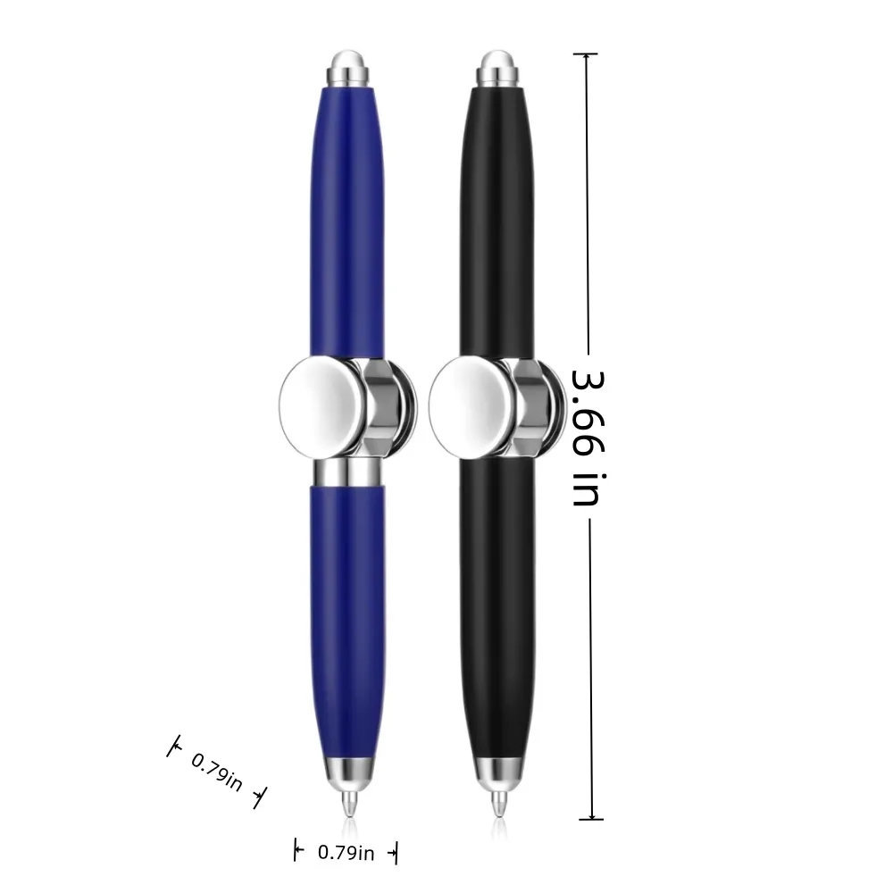 Metal Spinning Fidget Ballpoint Pen with LED Light 12