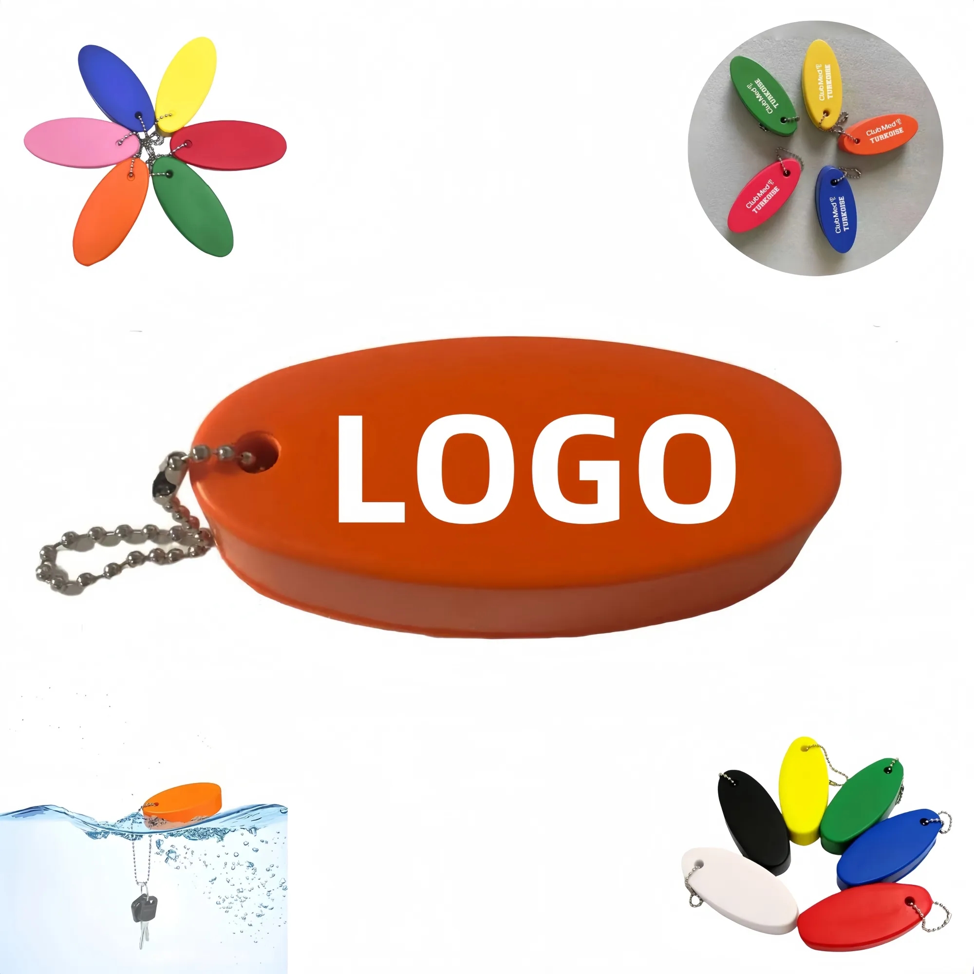 Floating Oval-Shaped PU Keychain 3