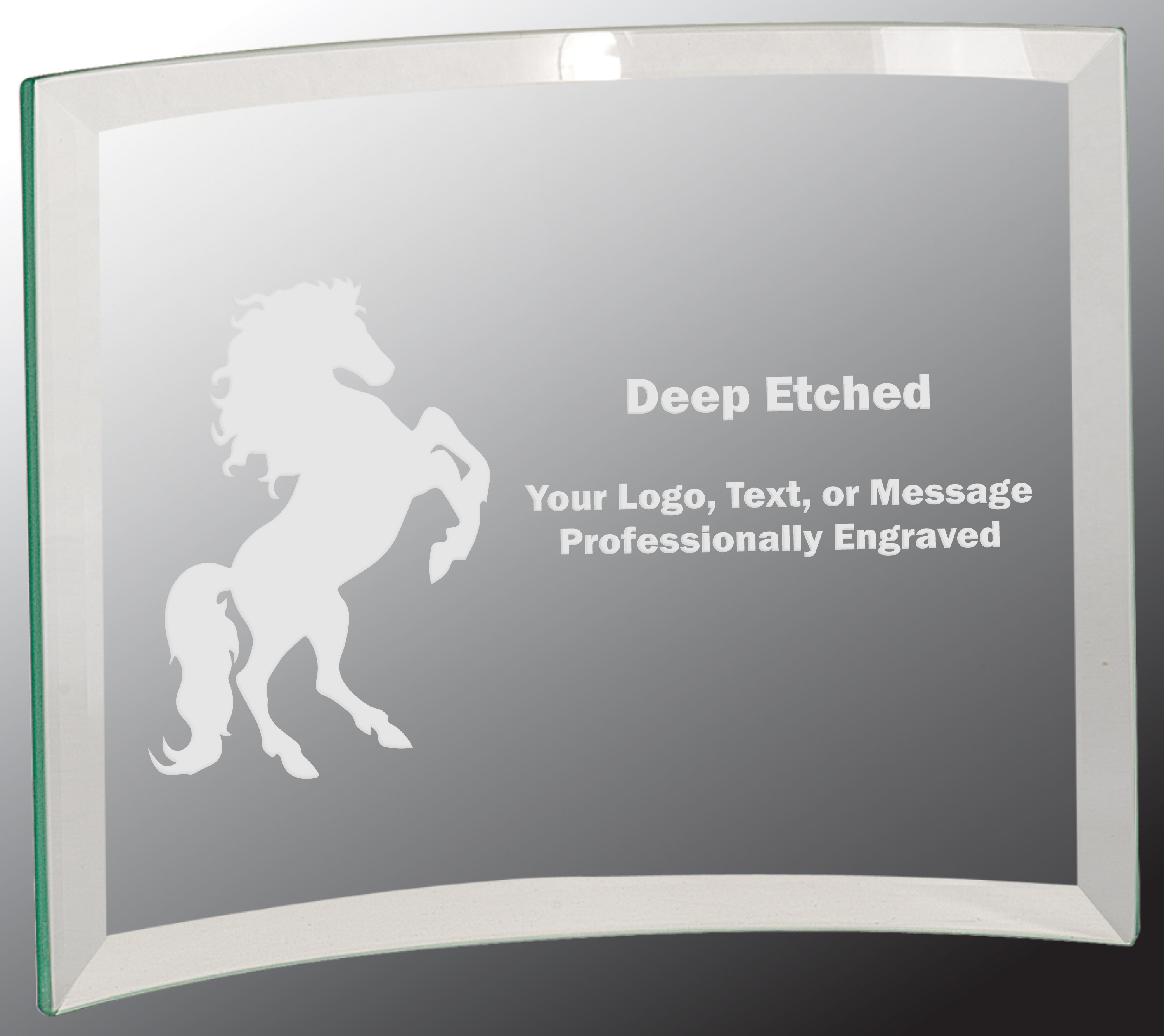 8" x 6" x 1/4" Jade Beveled Glass Crescent Award