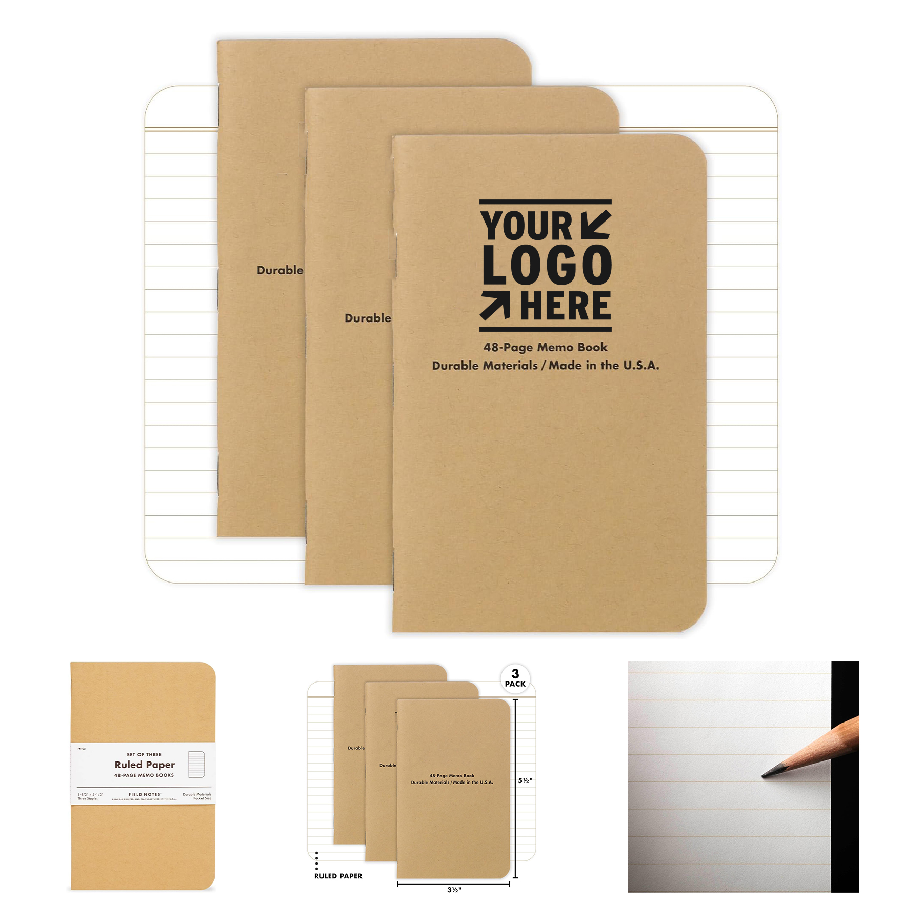 3.5" x 5.5" Ruled Paper Memo Book 1