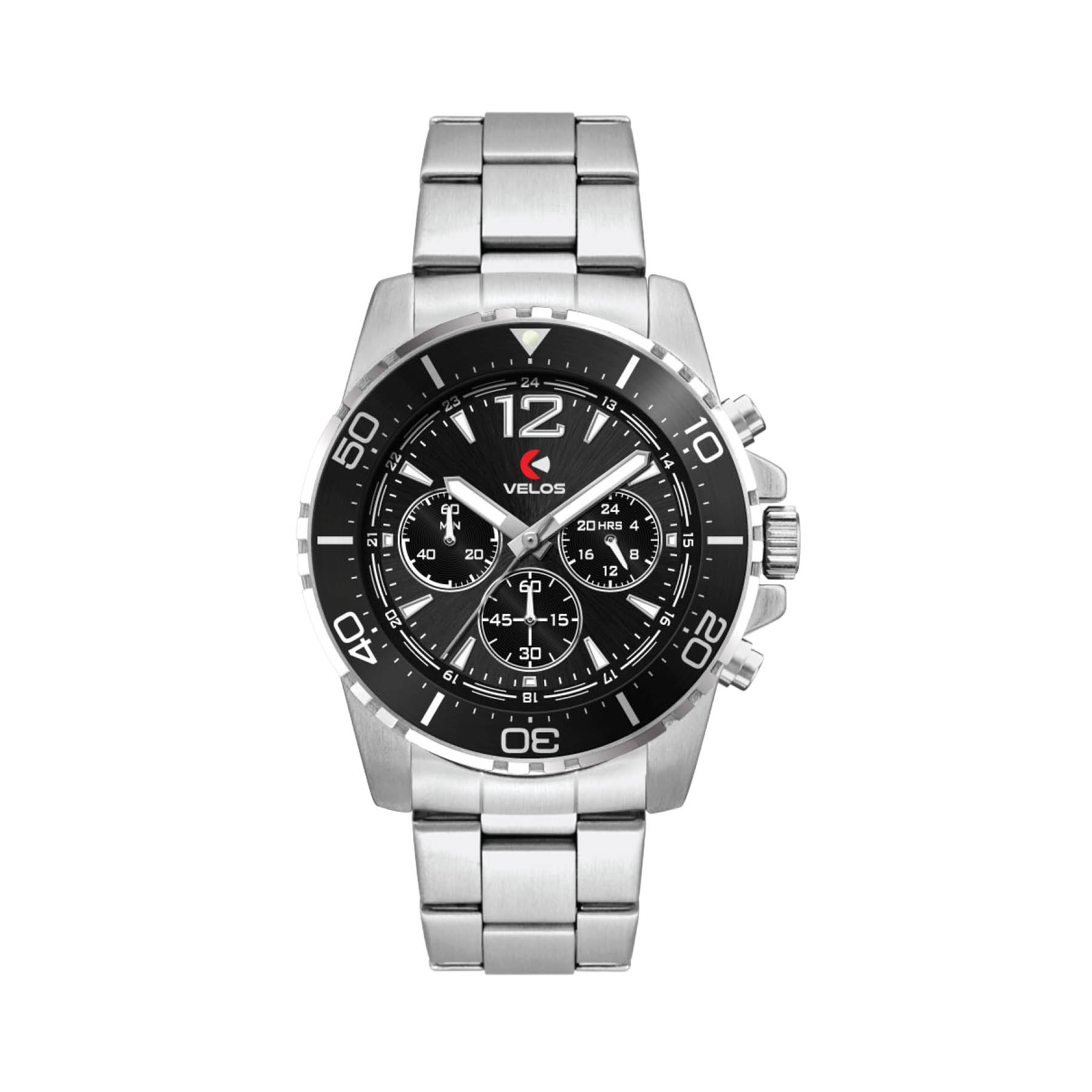 44MM, SILVER METAL CASE, BK BEZEL, CHRONO MVT 1