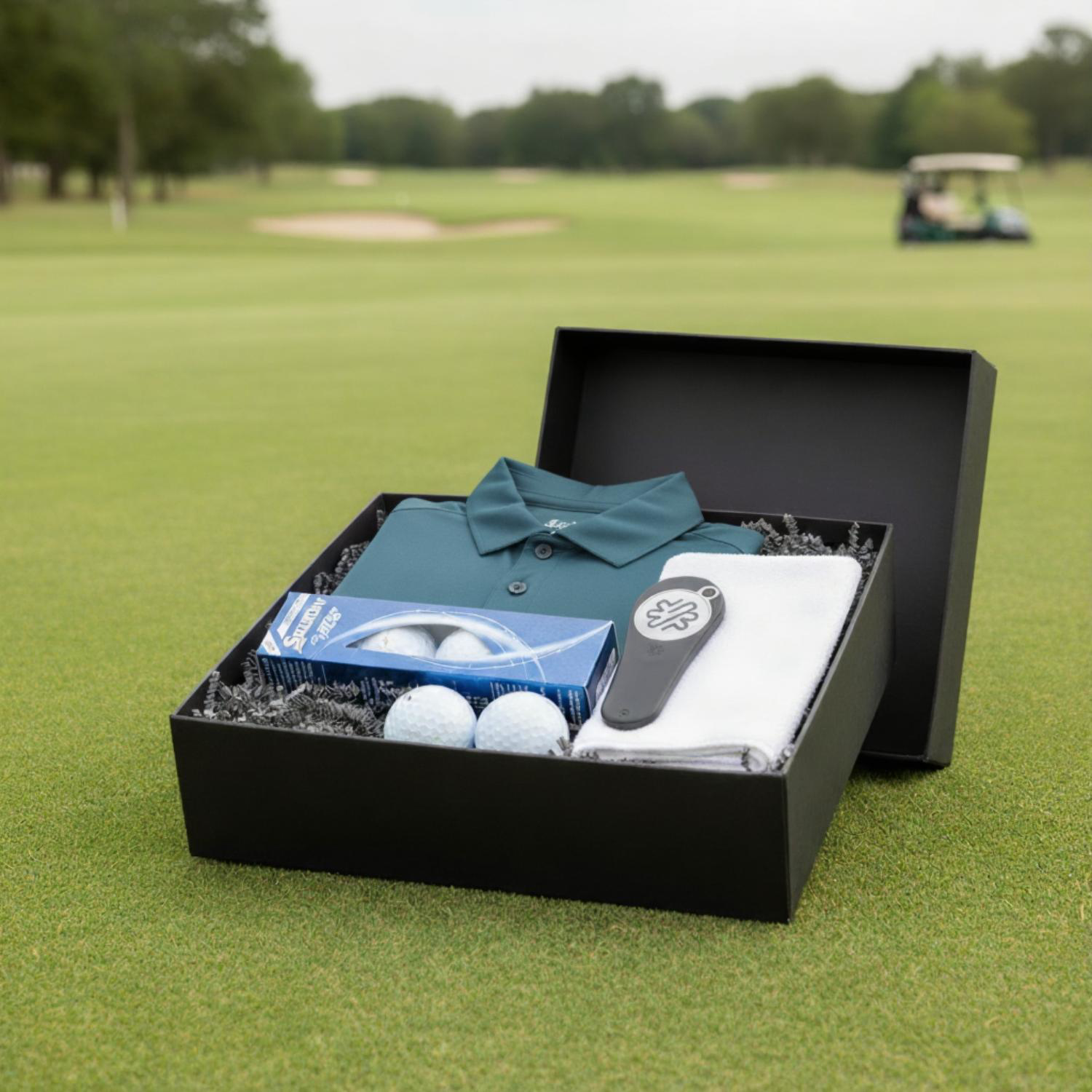 PUMA® Modalon Men's Polo Shirt, Towel, Srixon® Golf Balls & Pitchfix® Icon Divot Tool Gift Set 1