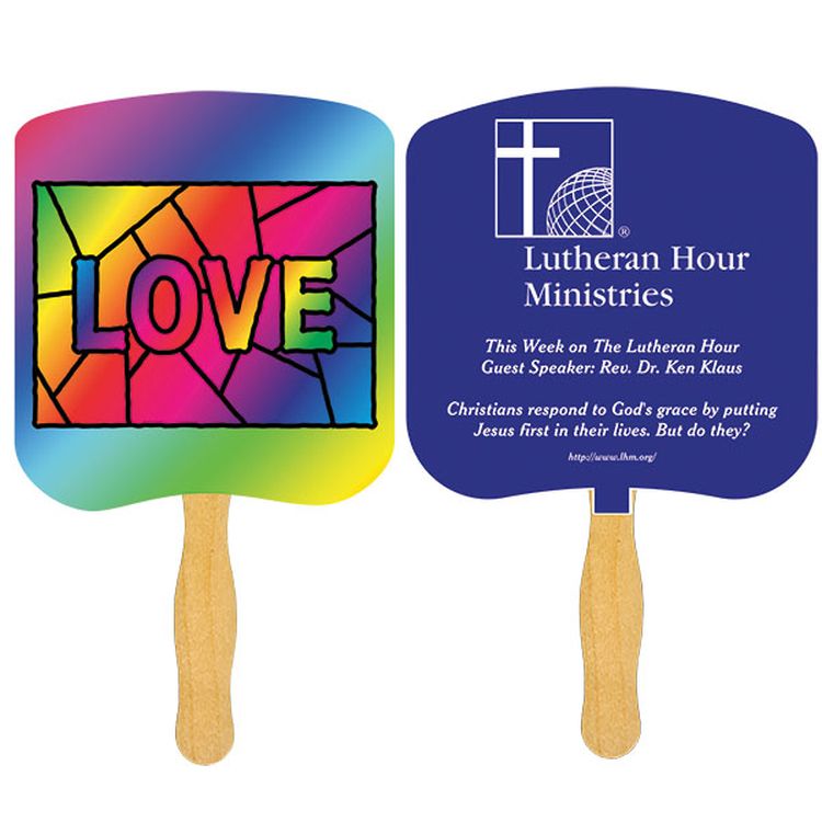 Religious Hand Fan/ Love Stained Glass