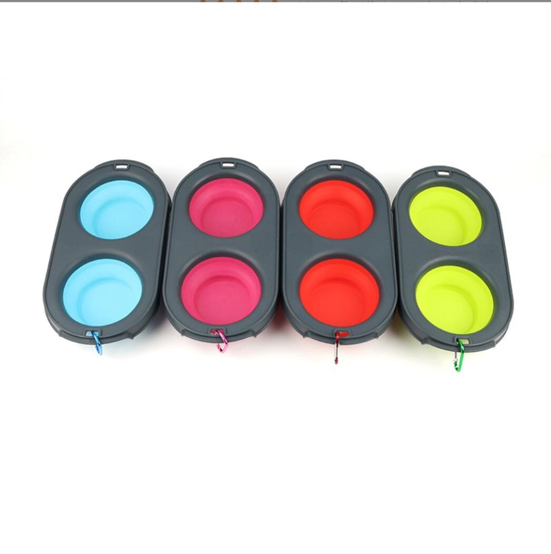 Pet Double Bowl Foldable Travel Feeder 4