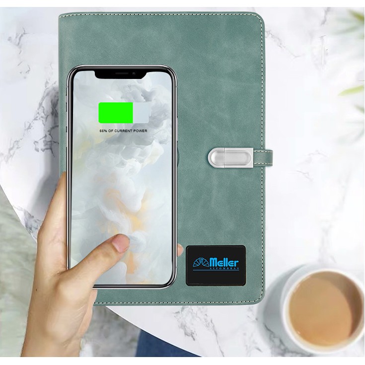 Leather Notebook With 8000 Mah Wireless Charging And Colorful Led Screen 3