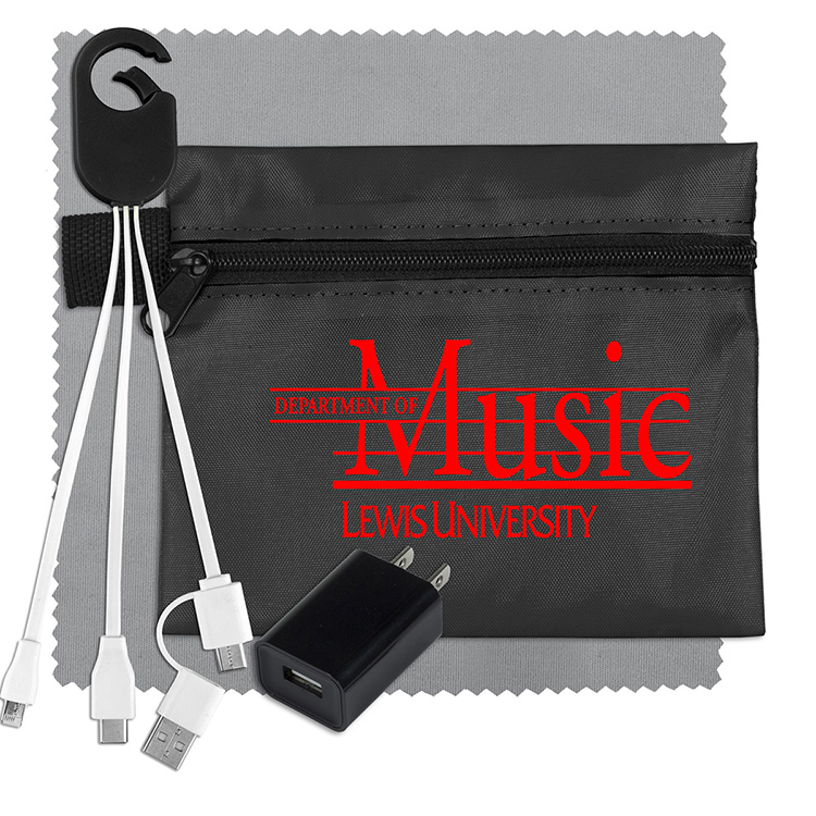 "TECHPACK PLUS" Tech Home and Travel Kit with Microfiber Cleaning Cloth, USB Wall Charger 5