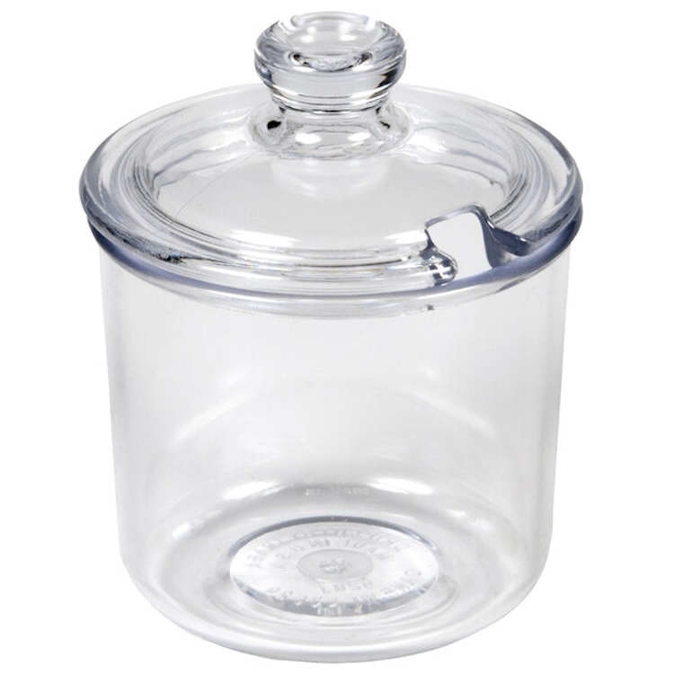 Vollrath 528-13 Dripcut® 8 oz. Clear Polycarbonate Condiment Jar and Lid 2