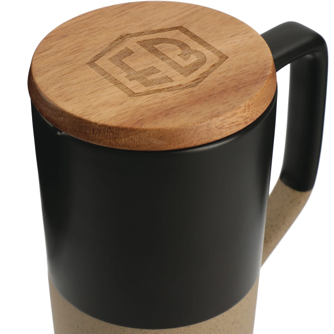 Tahoe Tea & Coffee Ceramic Mug with Wood Lid 16oz 83