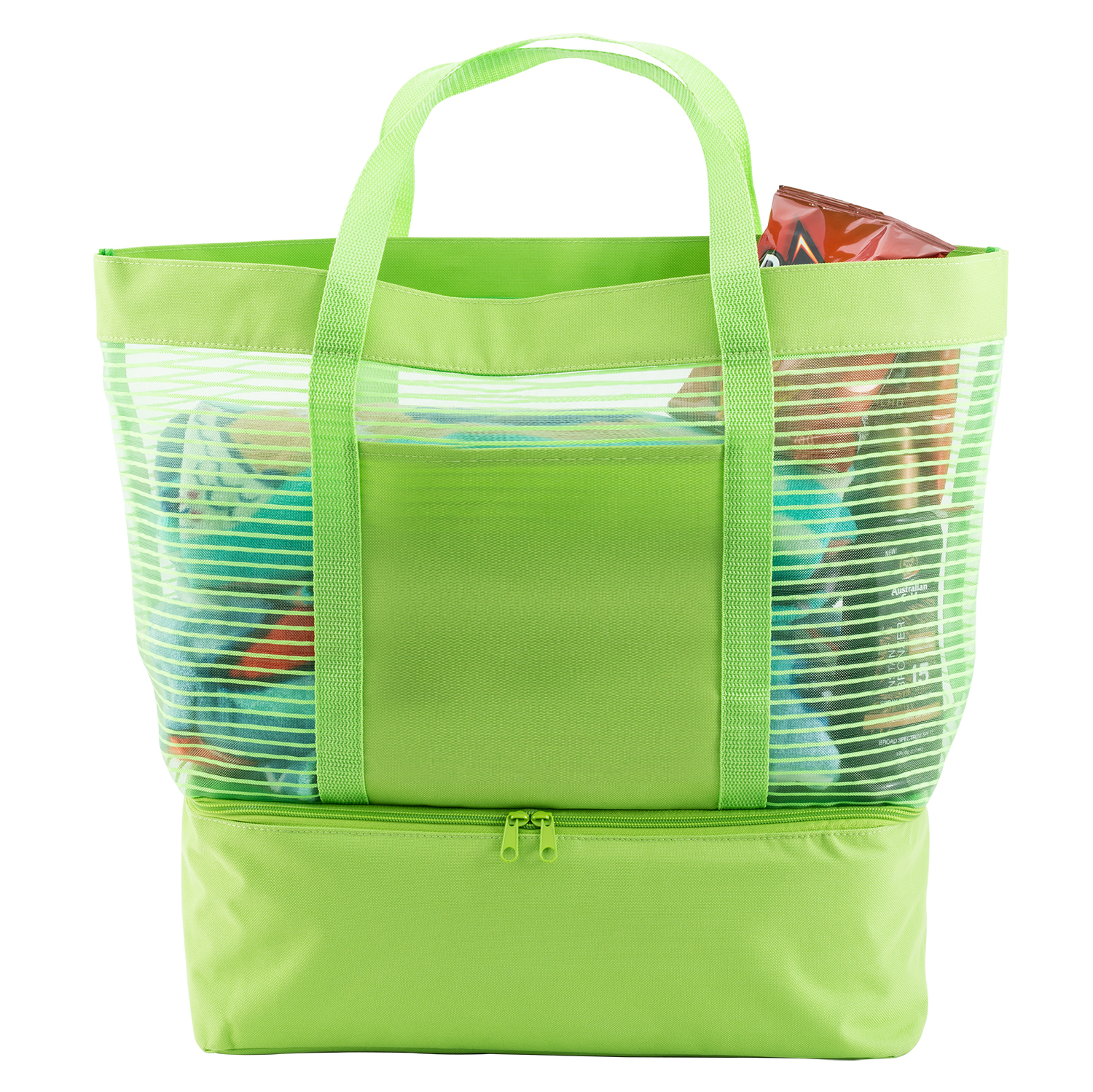 2 in 1 Striped Mesh Beach Bag Cooler 1