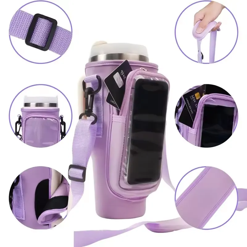 40 Oz. Neoprene Tumbler Sleeve with Touchscreen Phone Bag 3