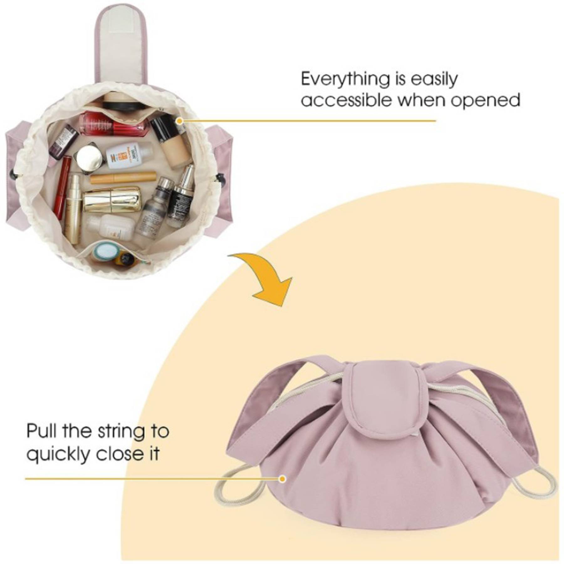 Large Capacity Portable Drawstring Cosmetic Bag 6