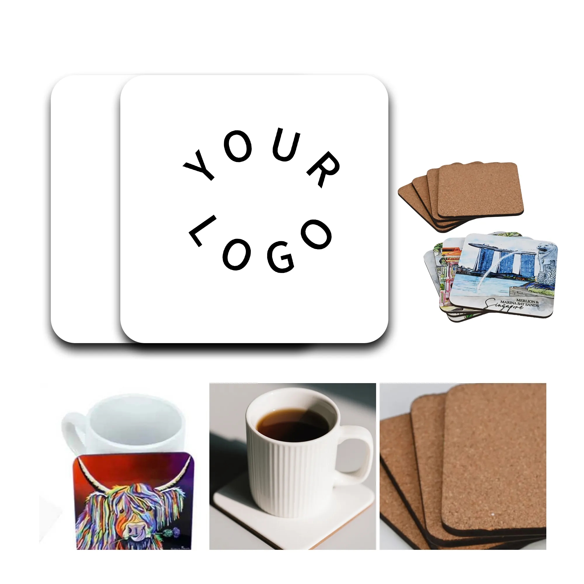 MOQ 50 Square Cork Drink Coaster 5