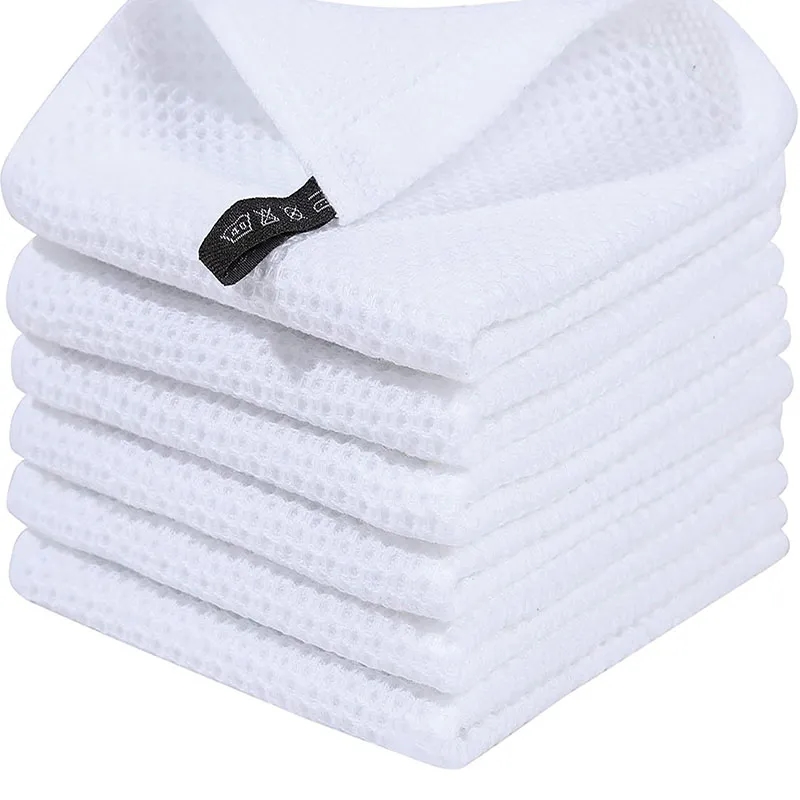 MOQ50 Reusable Cotton Waffle Weave Kitchen Dish Cloths 4