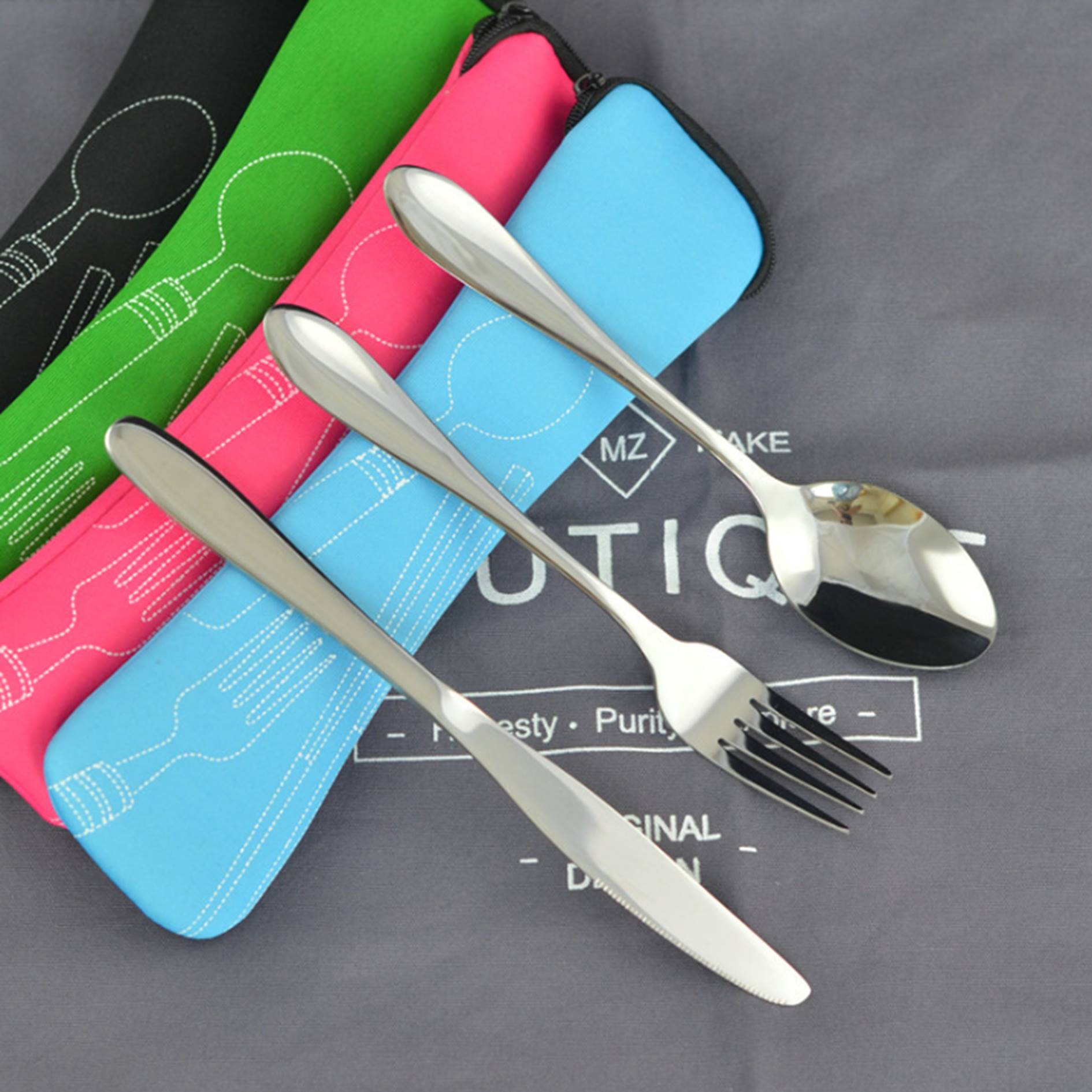 Portable Stainless Steel 3 Piece Cutlery Set 2