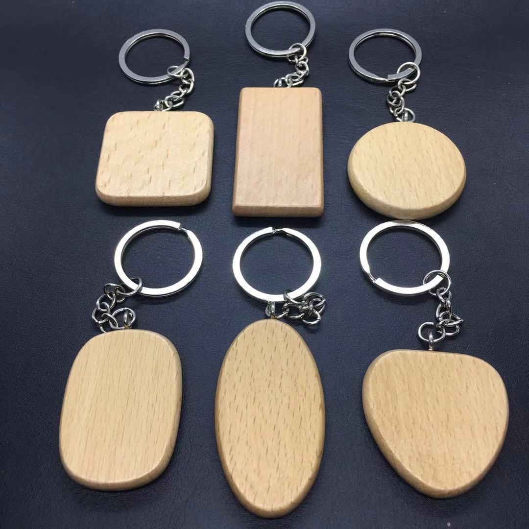 Wood Euro Key Ring 3