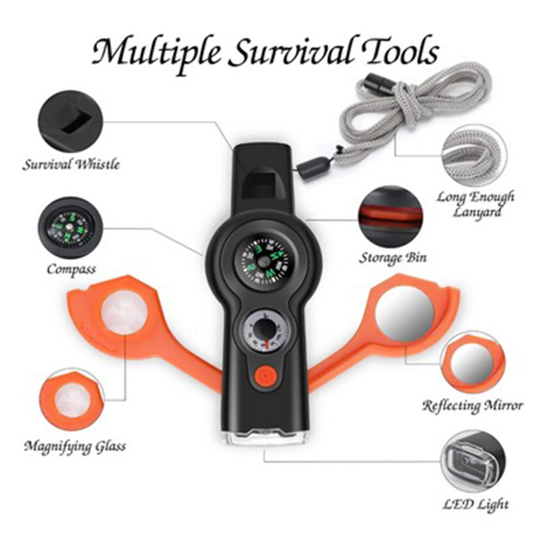 7-in-1 Multi-Purpose Survival Multi-function Safety Whistle 3