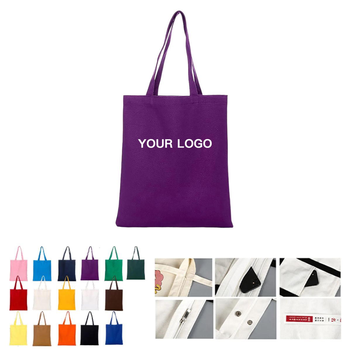Classic Cotton Canvas Tote 15 Inch for Daily Use, custom tote bag with logo imprint 8