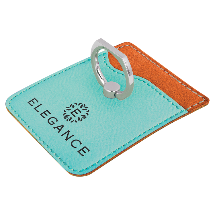 Teal Leatherette Phone Wallet with Silver Ring 5